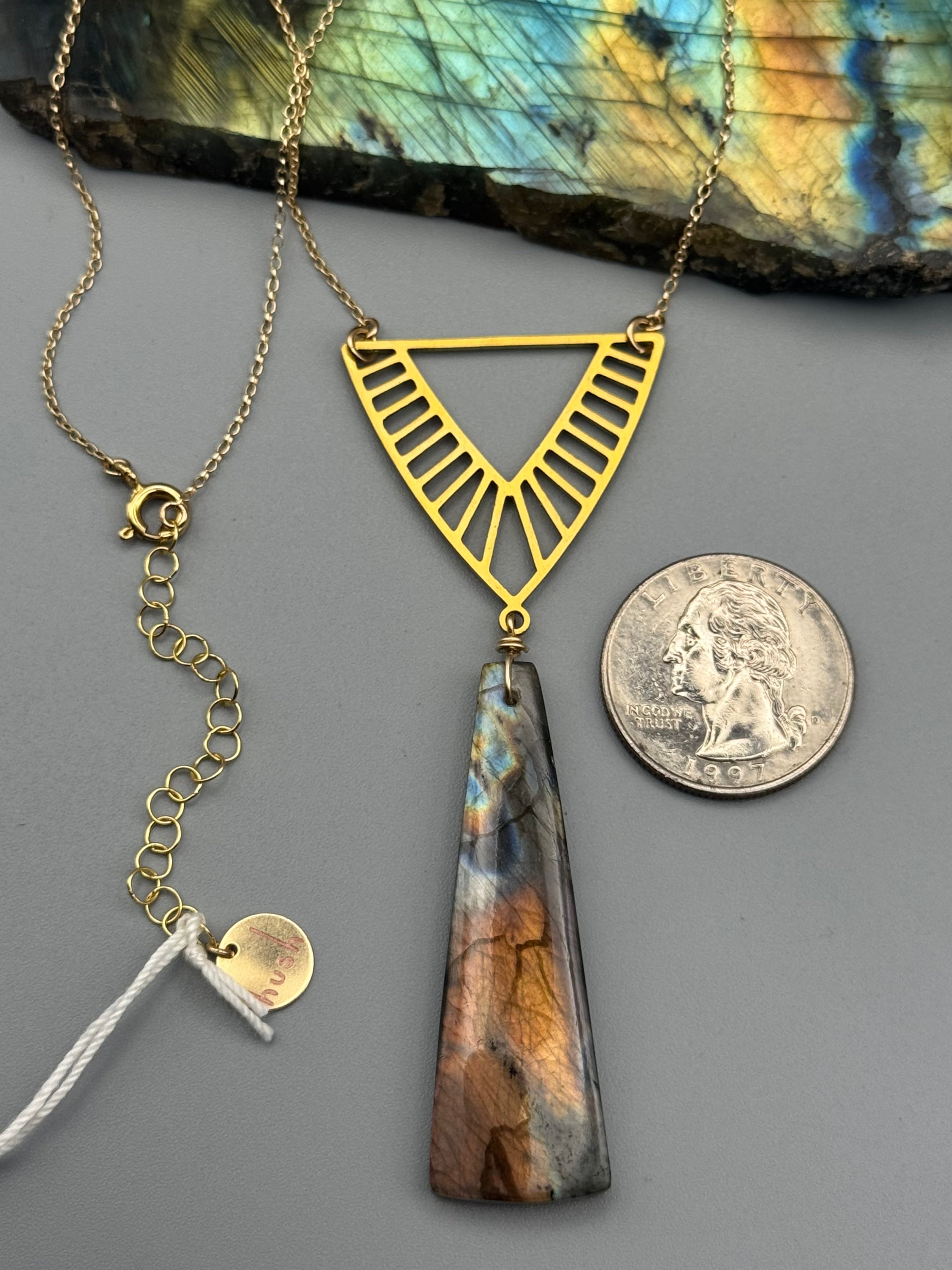•INVOKE• golden labradorite + gold necklace (16"-18" long)