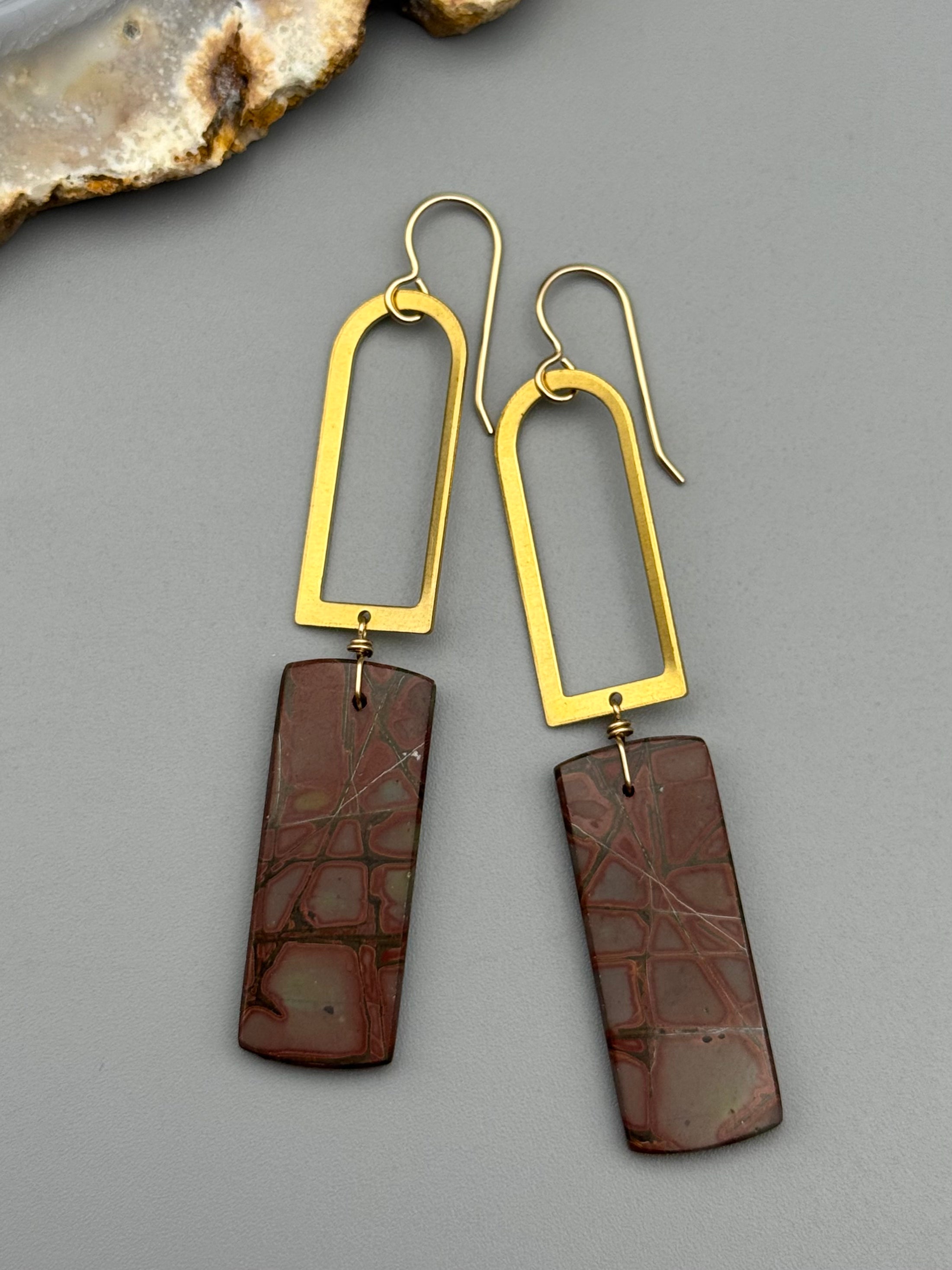 •PORTAL• red creek jasper tower + gold earrings
