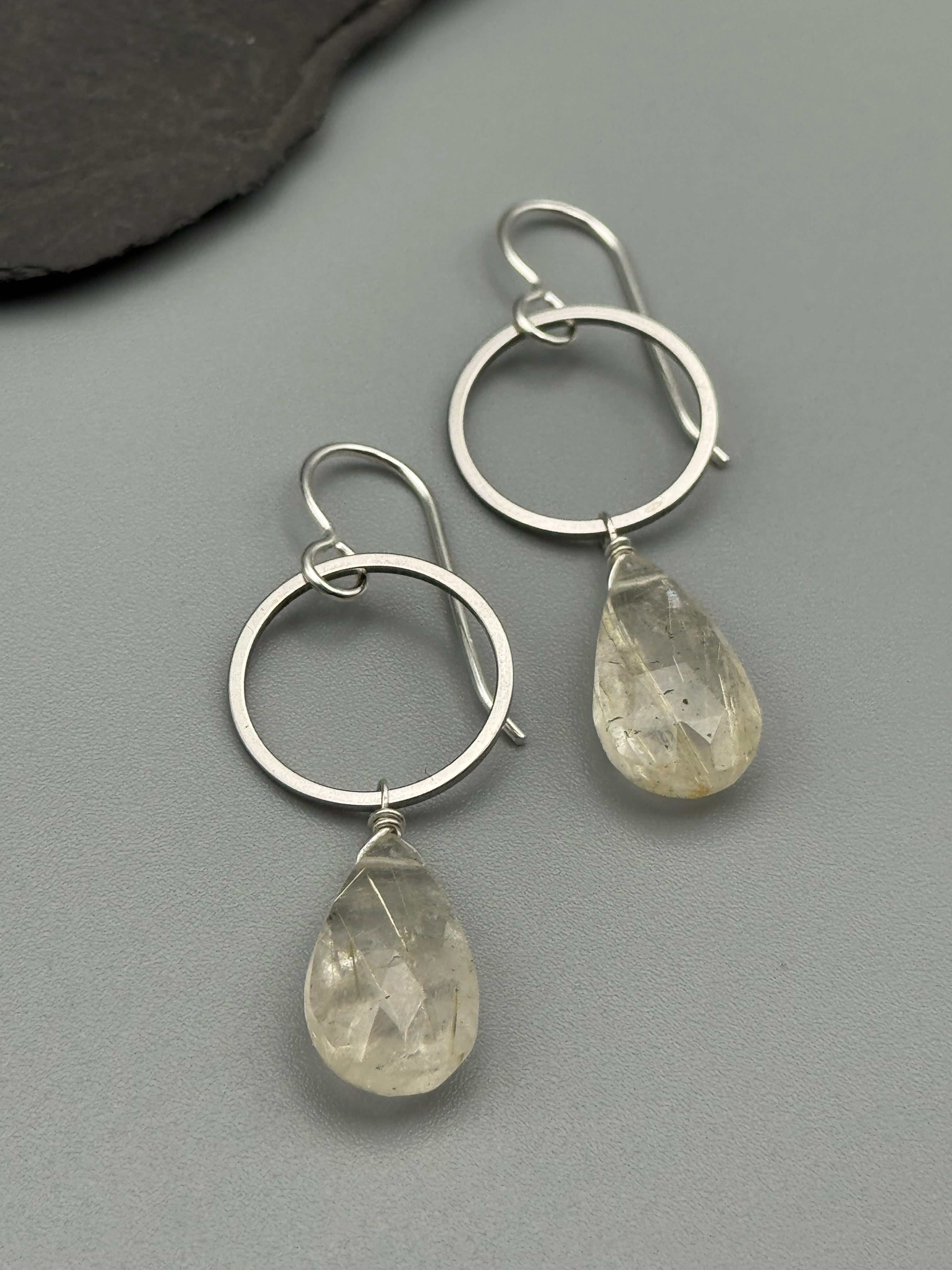 •LUNA• rutilated quartz + silver earrings