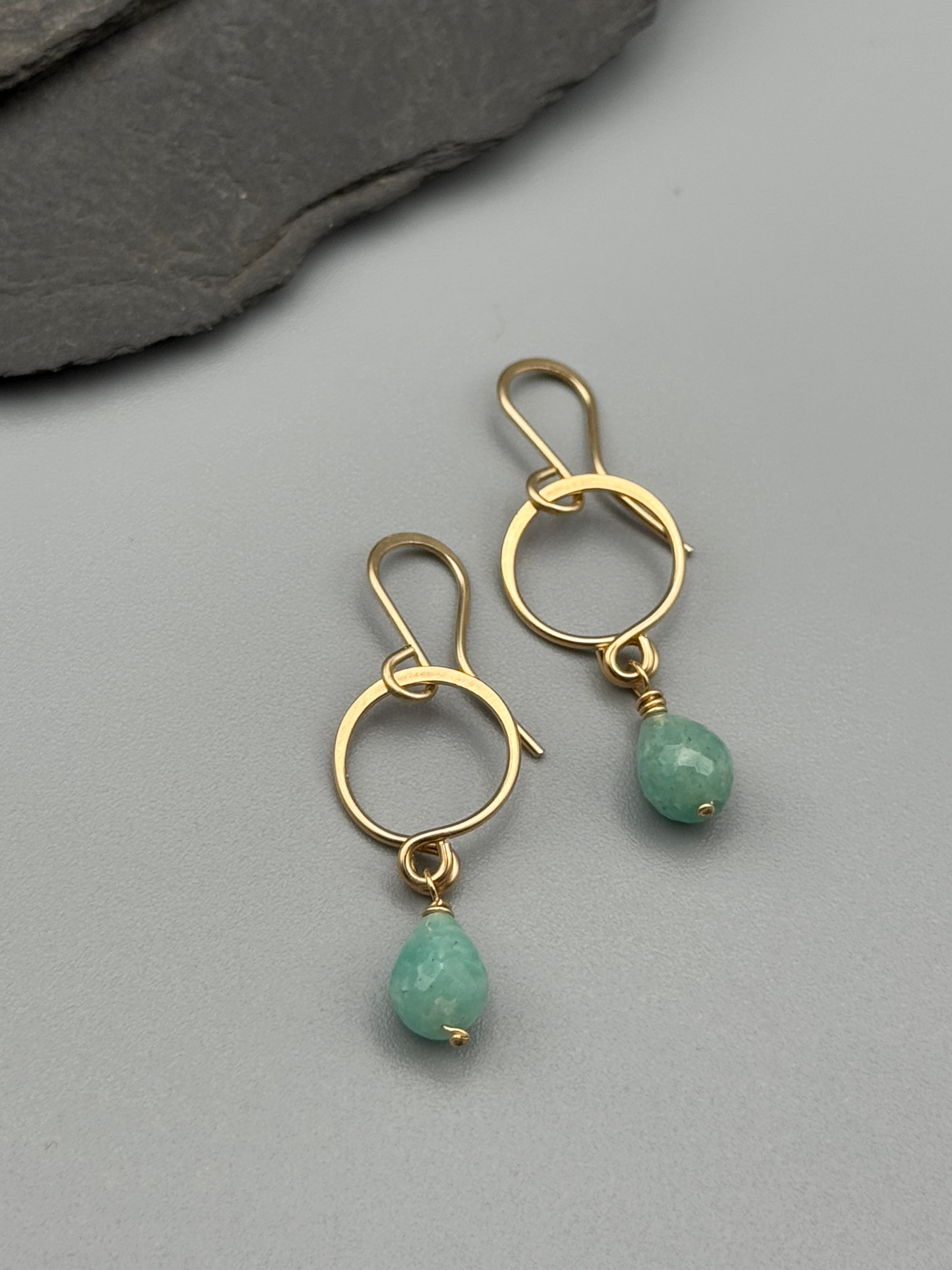 •DROPLET• amazonite + gold dangle earrings