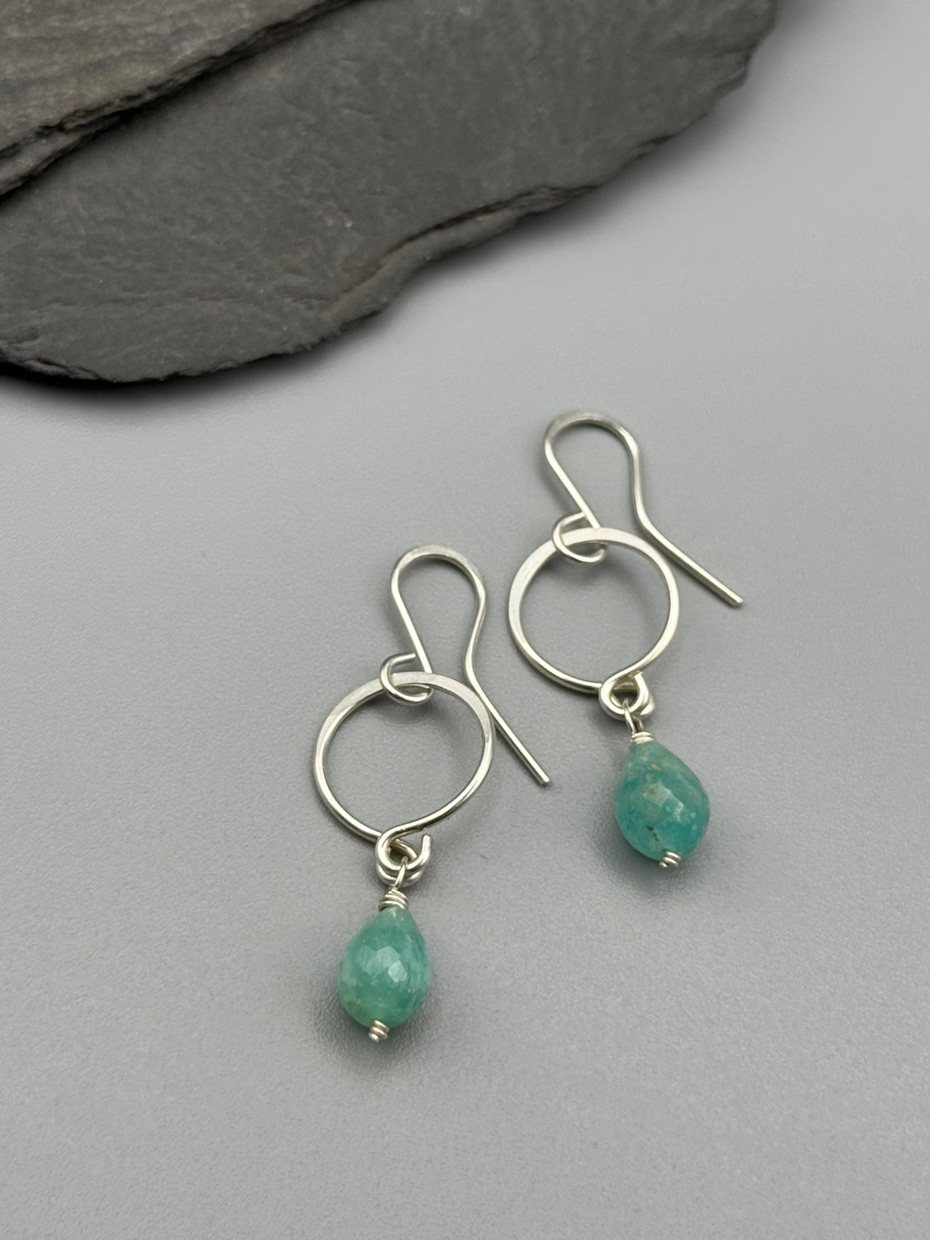 •DROPLET• amazonite + silver dangle earrings