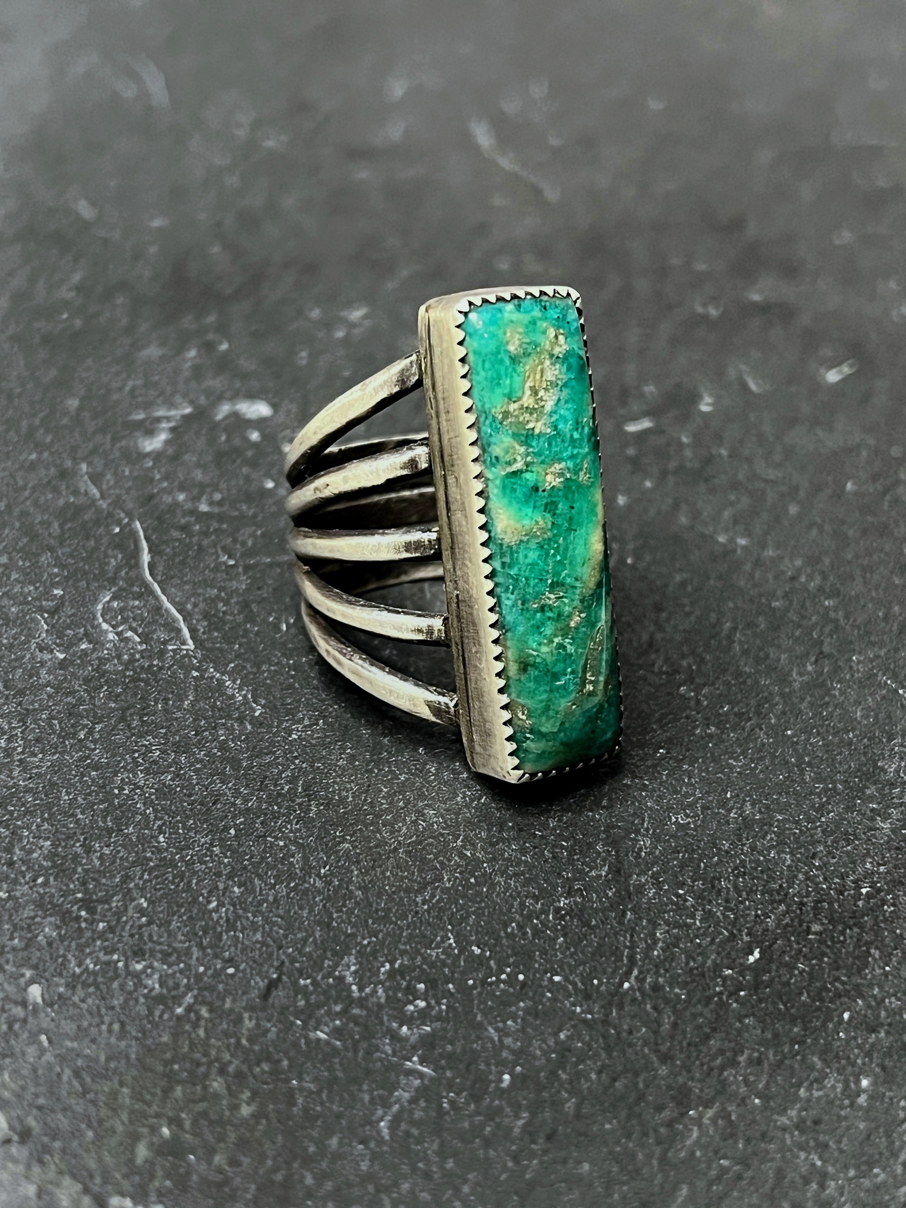 •RECTANGLE• chrysocolla + silver ring - SIZE 7.25