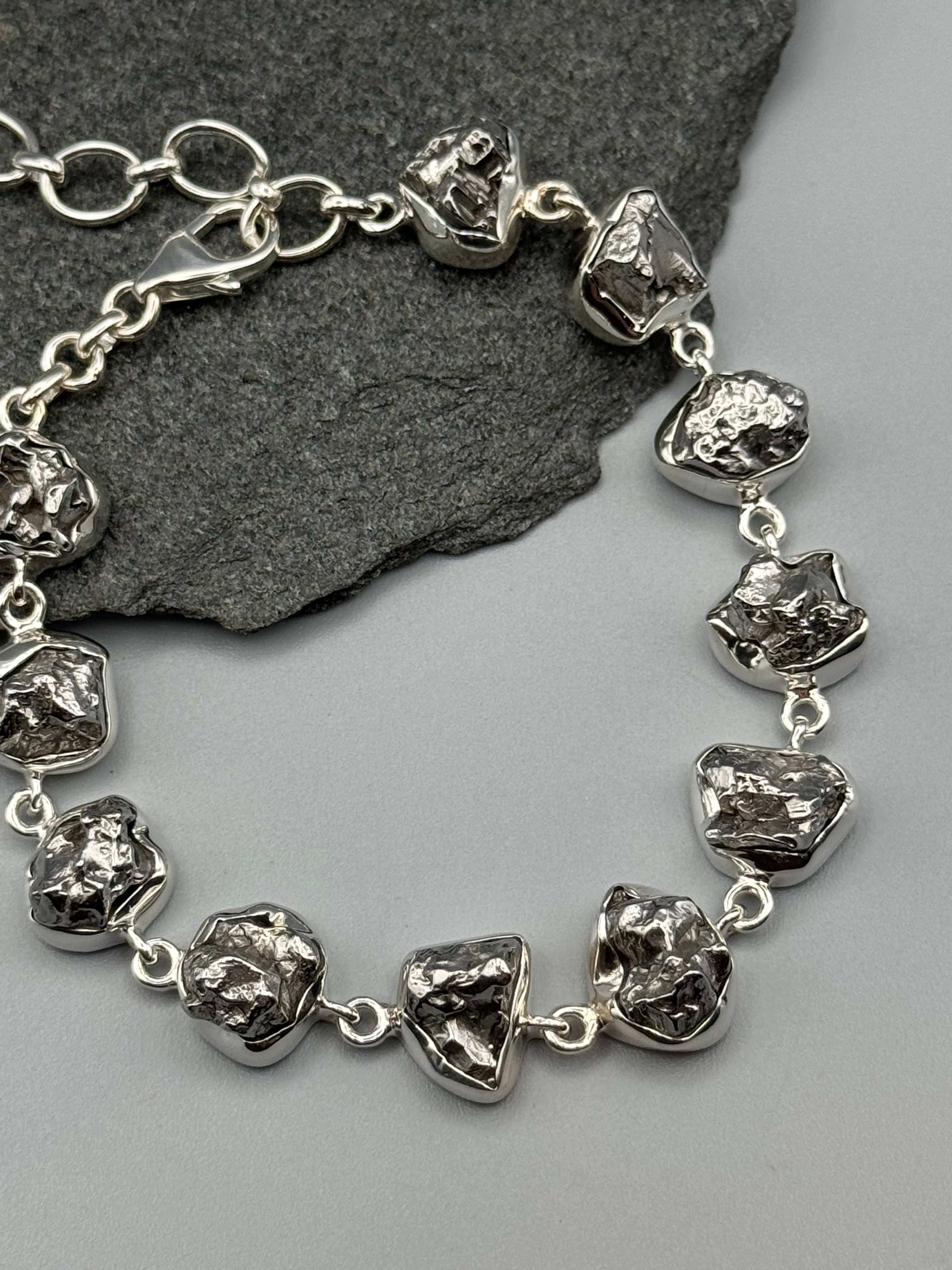 •METEORITE• linked silver bracelet (7.25" - 9")