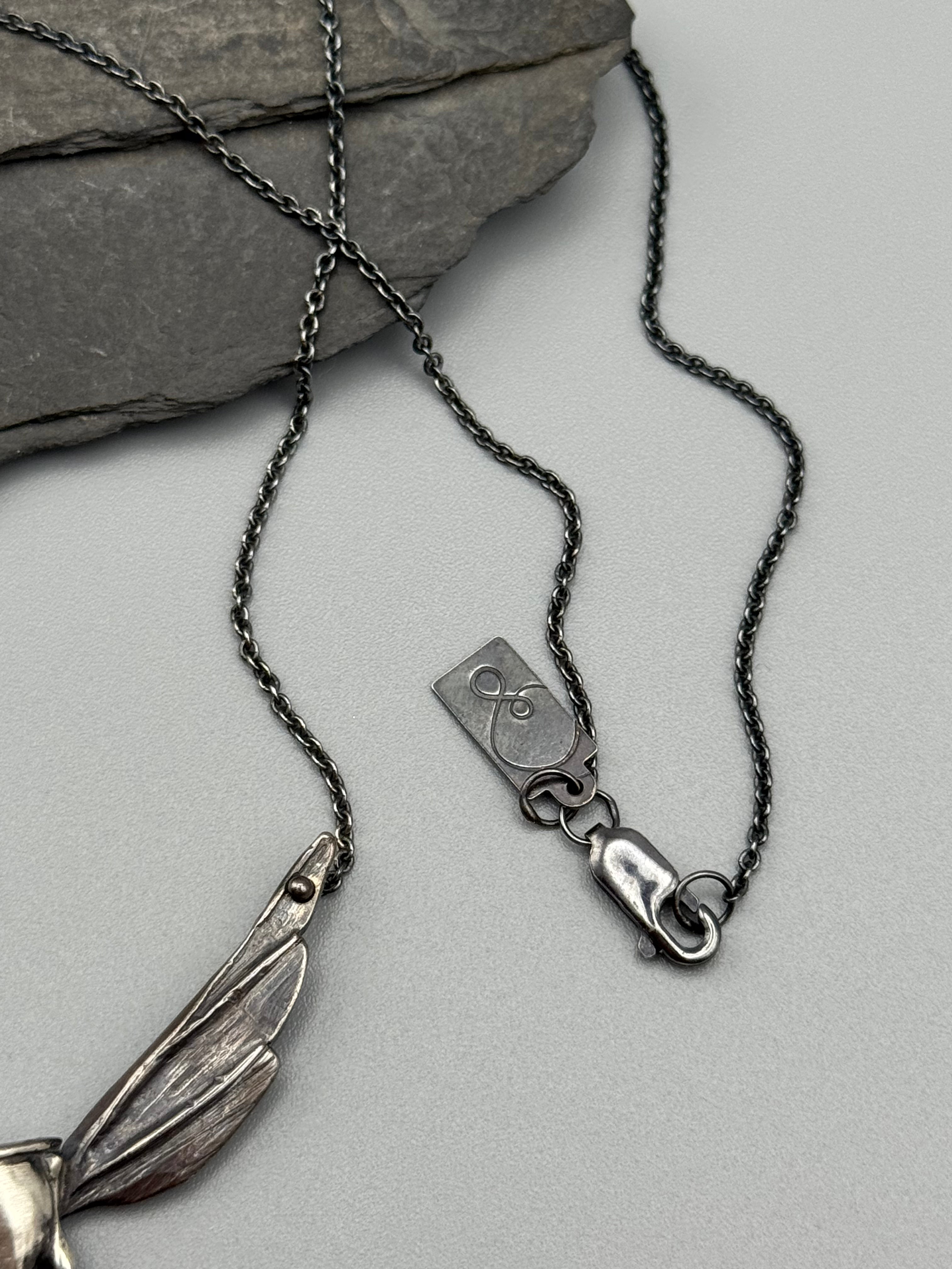 •TIME FLIES• sapphire + silver hourglass necklace (18.5" long)