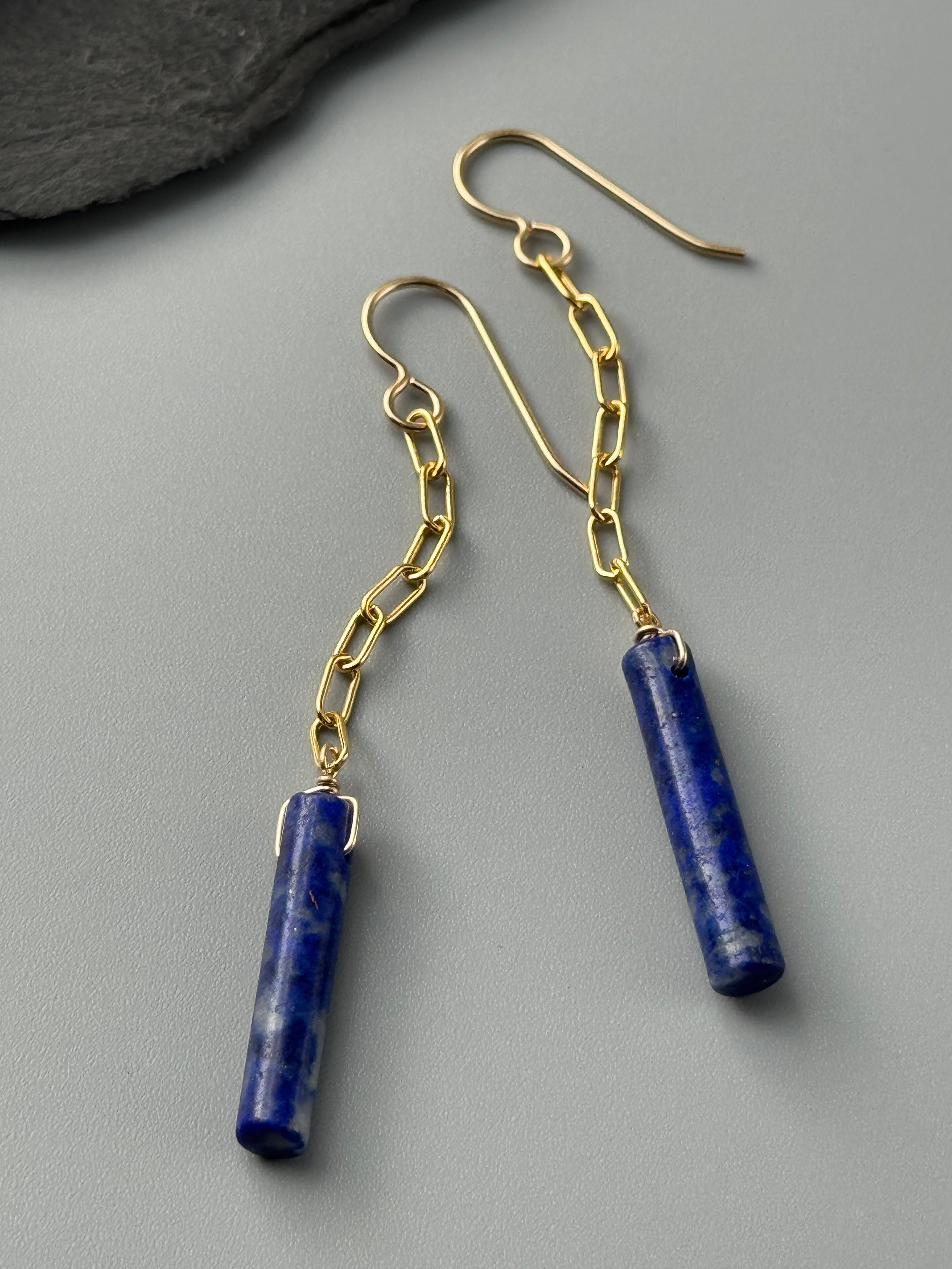 •LINKED• lapis lazuli + gold earrings