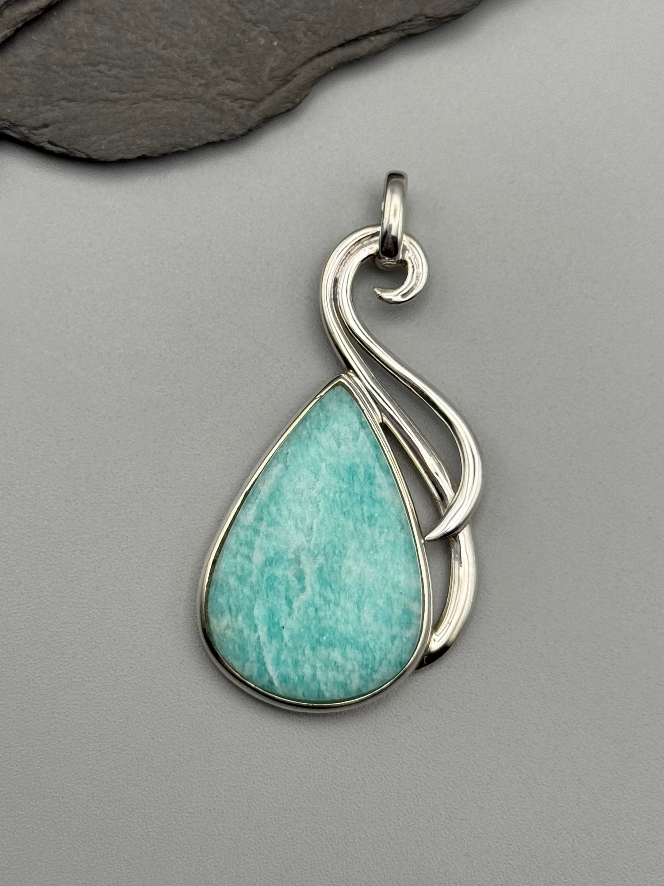 •AMAZONITE - FLOURISH• sterling silver pendant