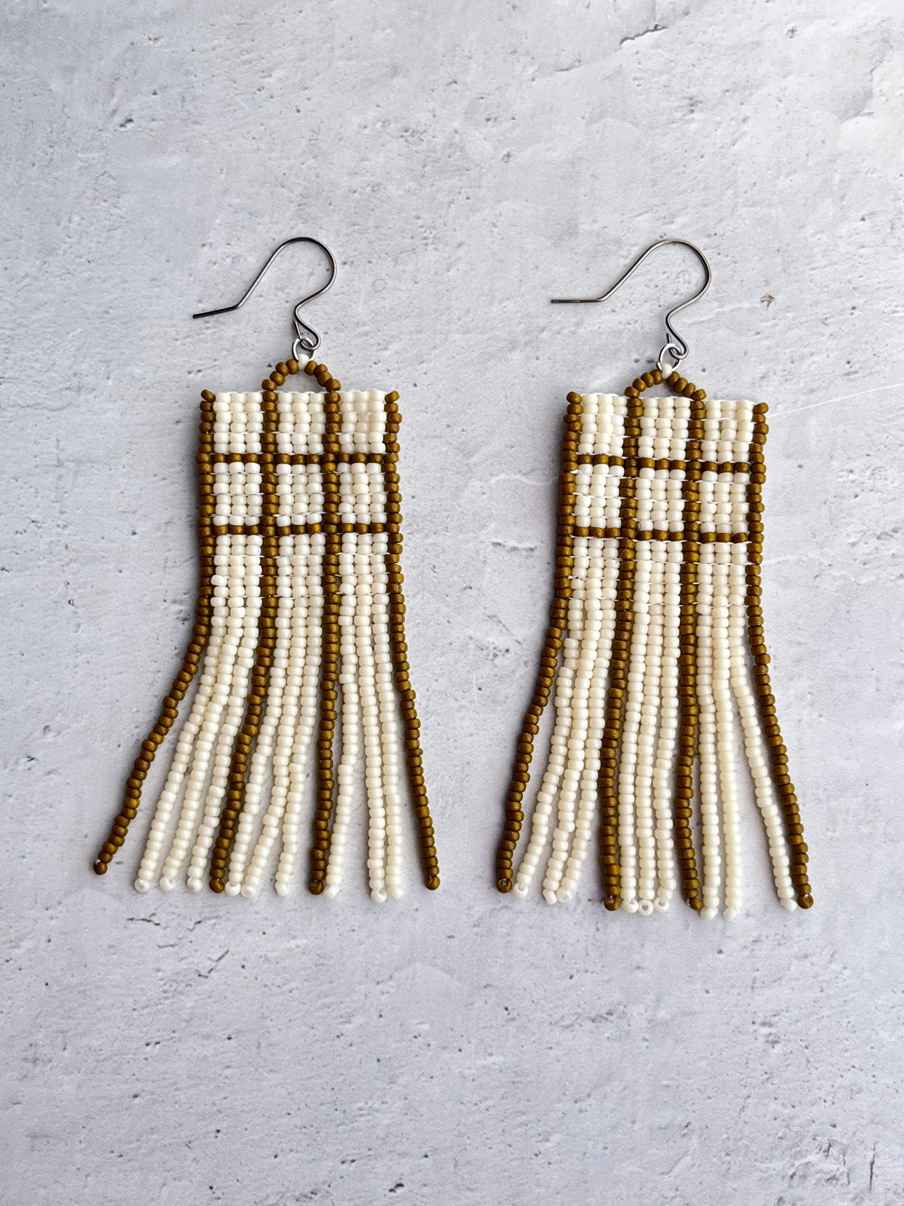 •GRID• hand-beaded earrings