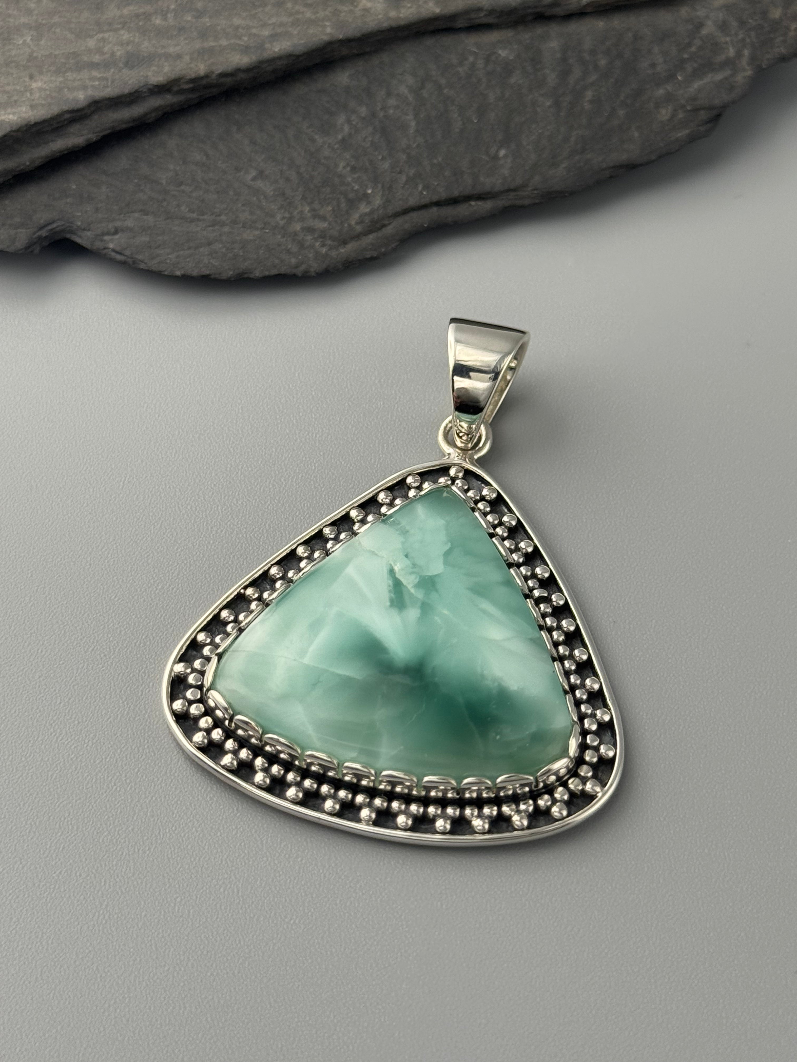 •HEMIMORPHITE SOFT TRI - LOOKING GLASS• sterling silver pendant