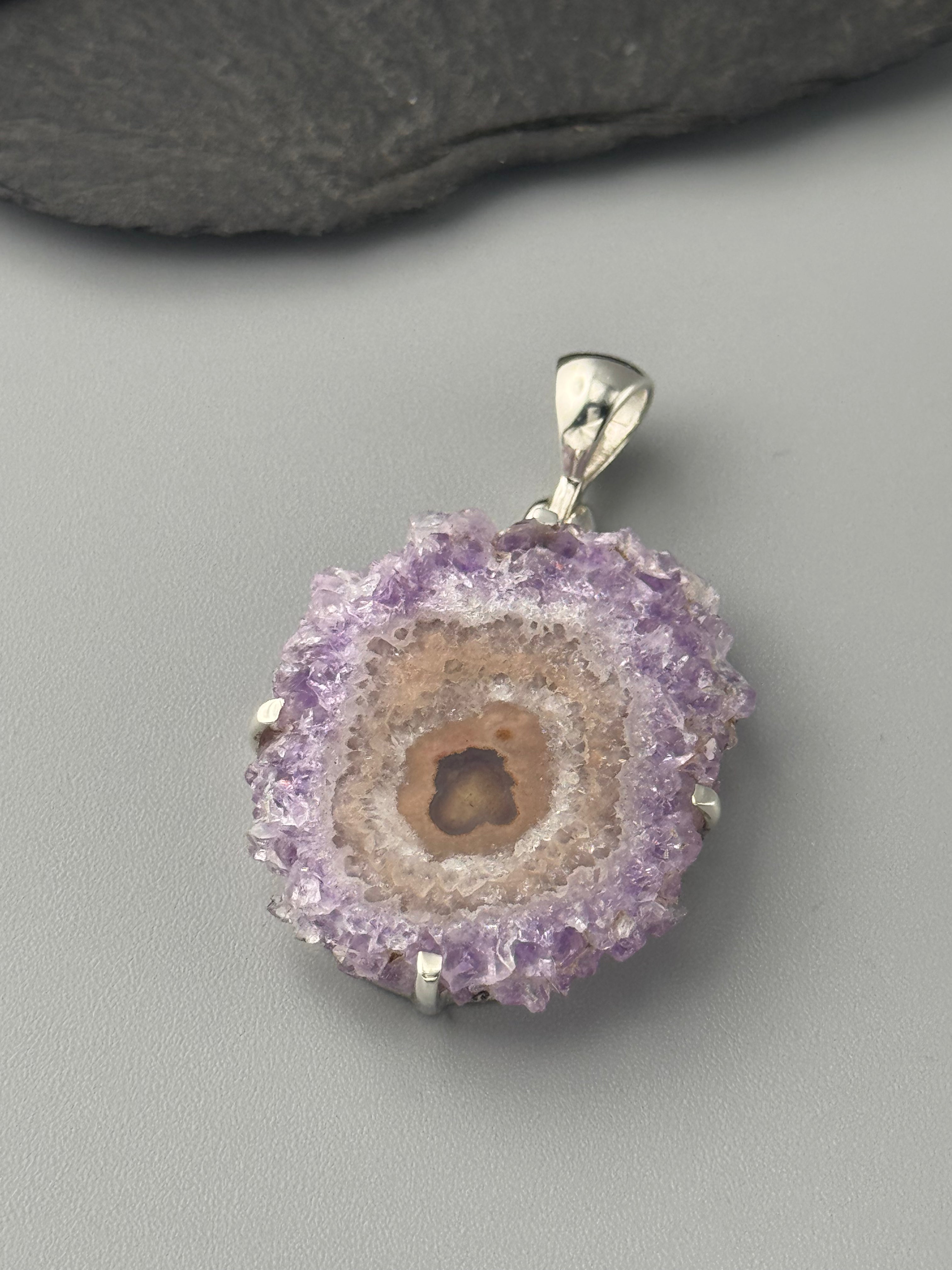 •AMETHYST STALACTITE• prong set silver pendant