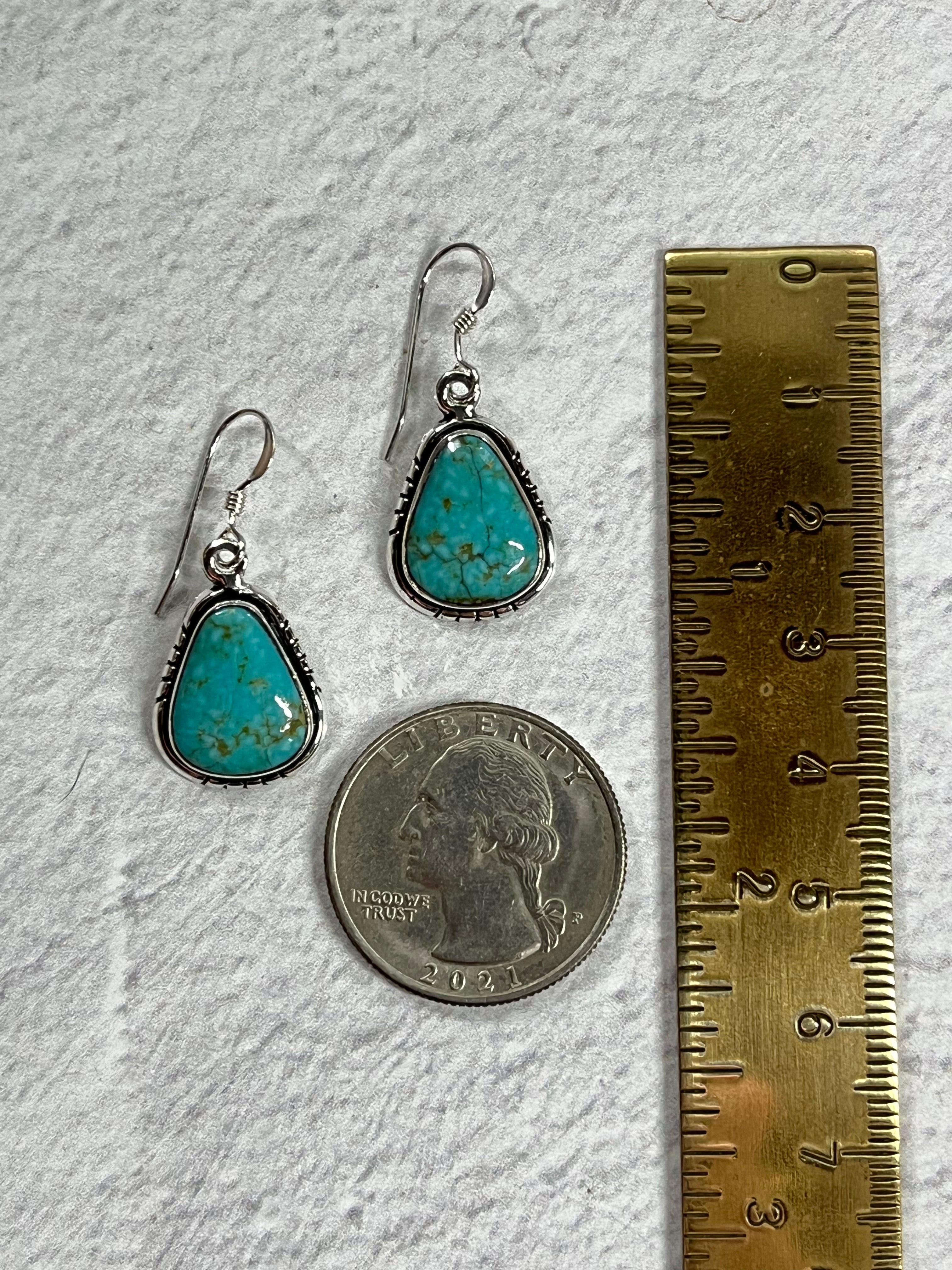 •#8 NEVADA TURQUOISE• Navajo silver dangle earrings