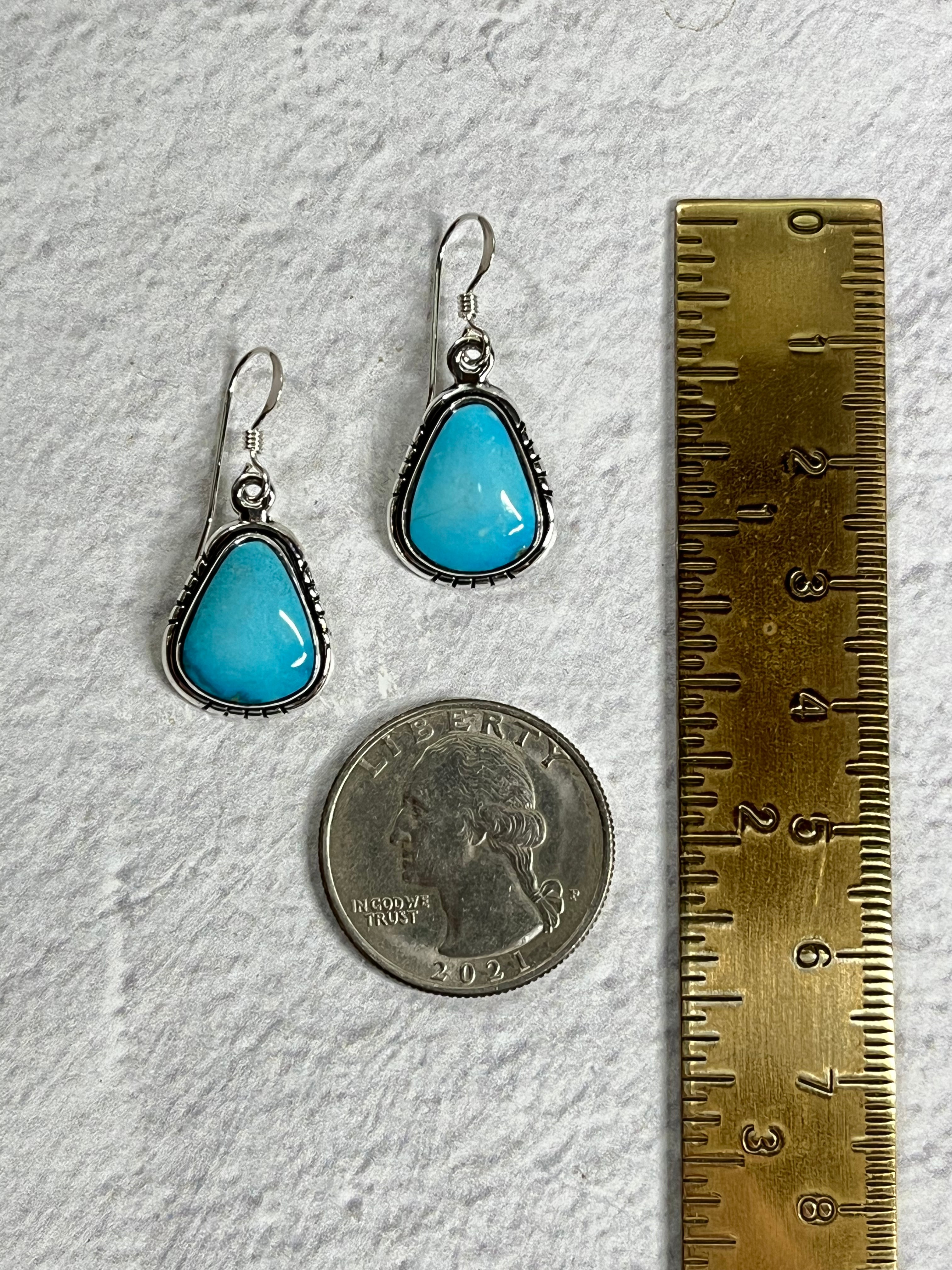 •CHINESE TURQUOISE• Navajo silver dangle earrings