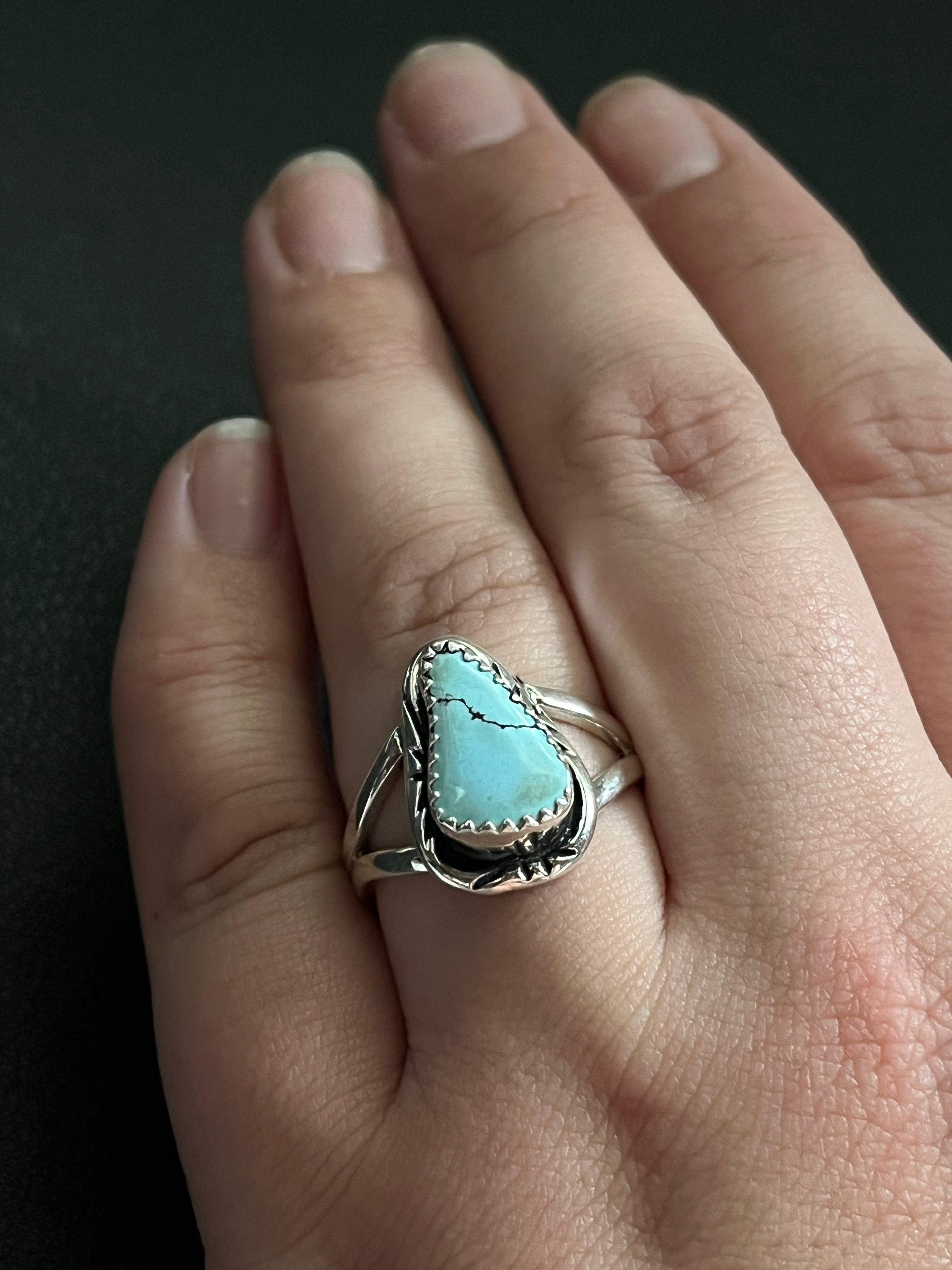 •GOLDEN HILL TURQUOISE - 1• Navajo silver ring (size 9)