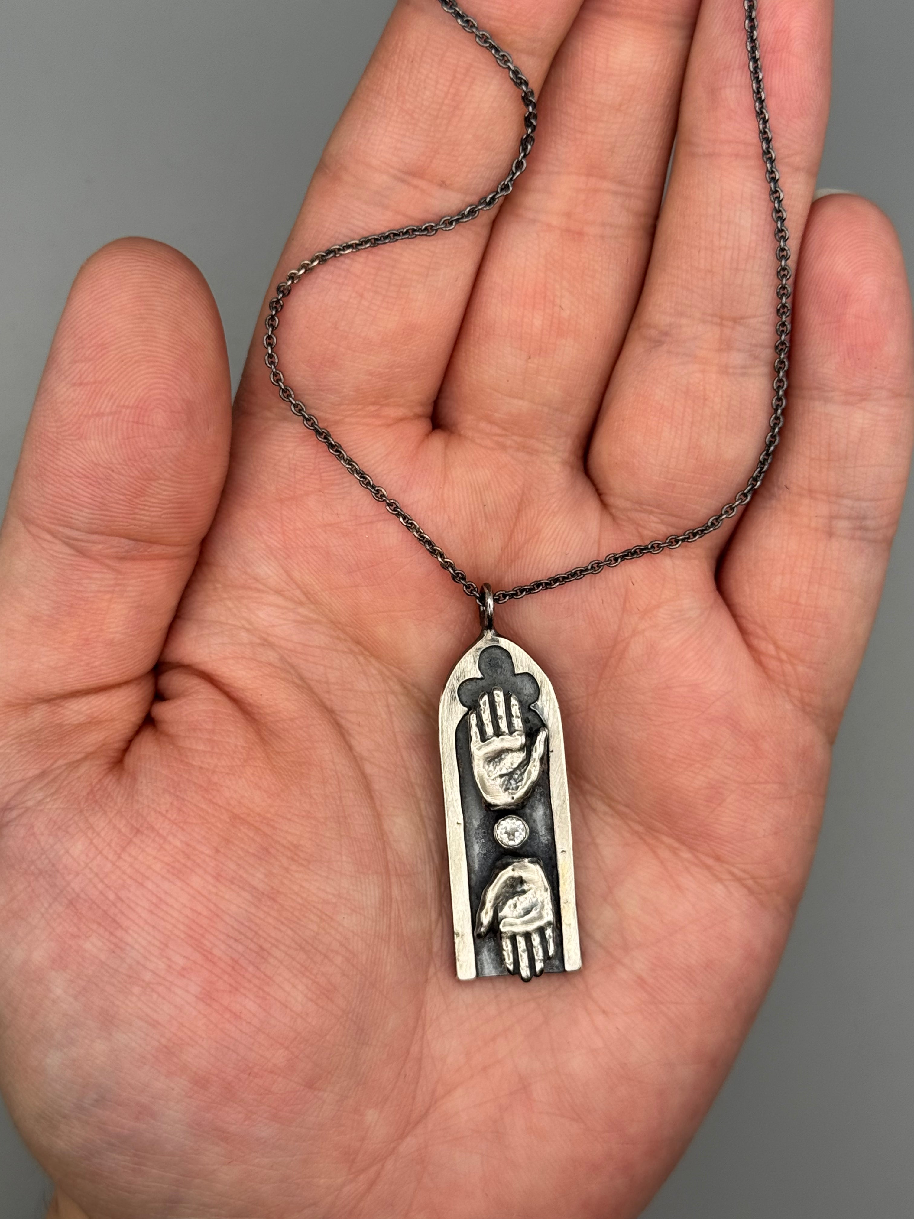•OUTREACH• white topaz + silver necklace (18.75" long)