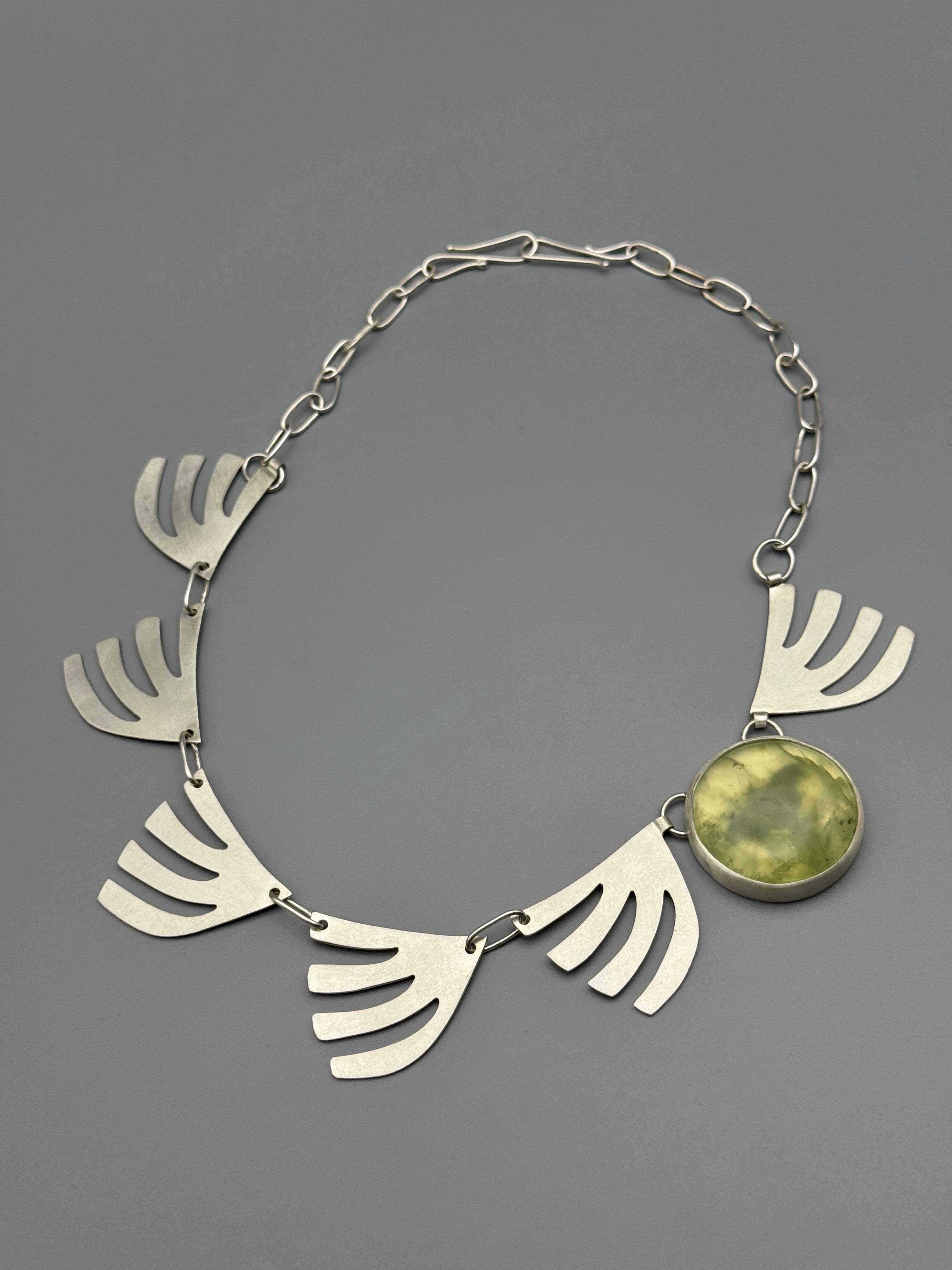 •LUNA• prehnite + silver necklace (up to 18" long)