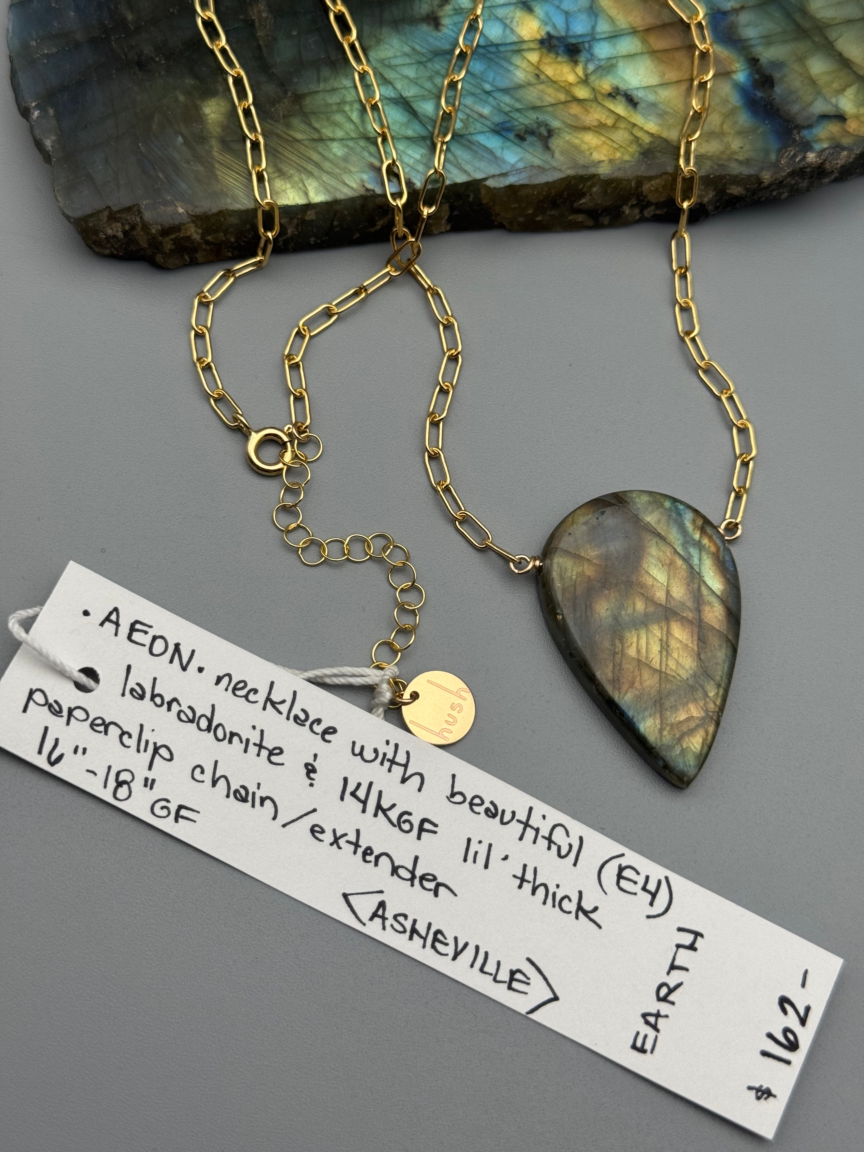 •AEON• labradorite spear tear + gold necklace (16"-18" long)