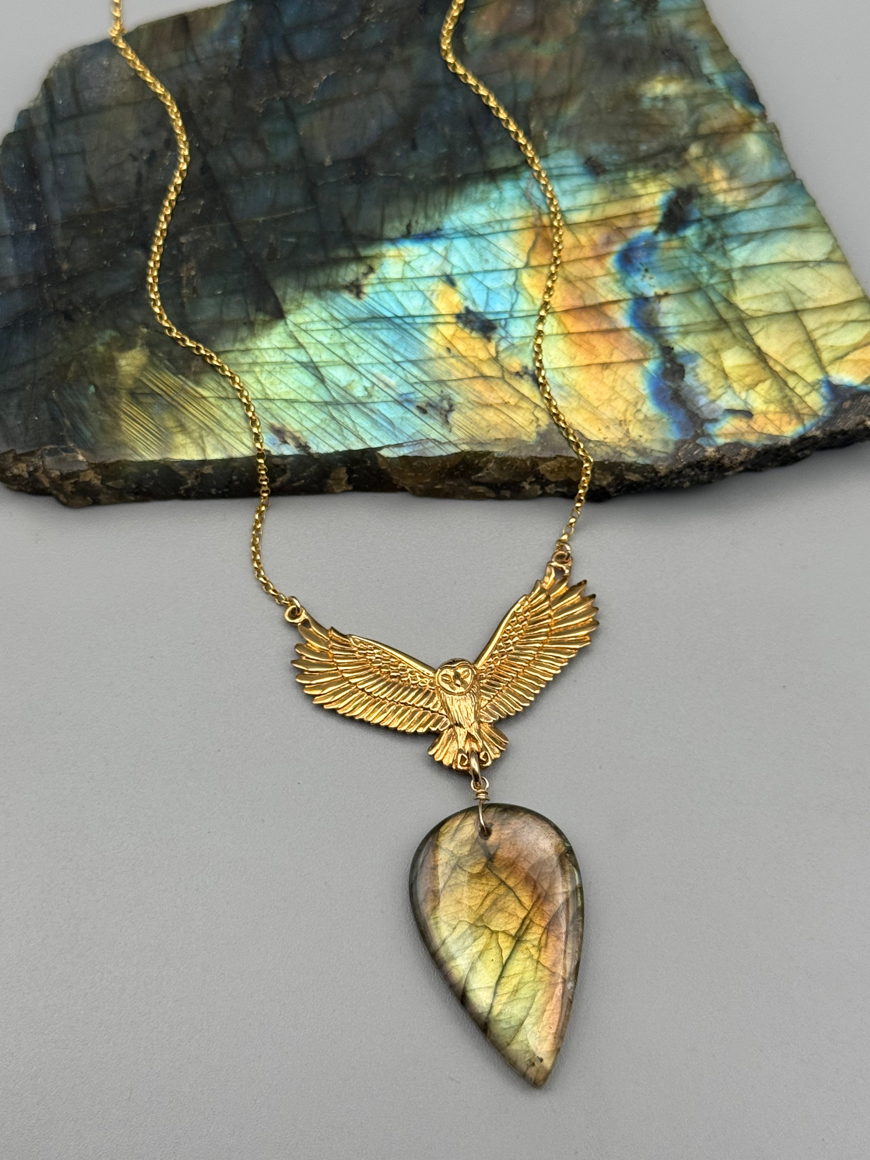 •NOCTURNA• golden labradorite + gold necklace (17"-19" long)