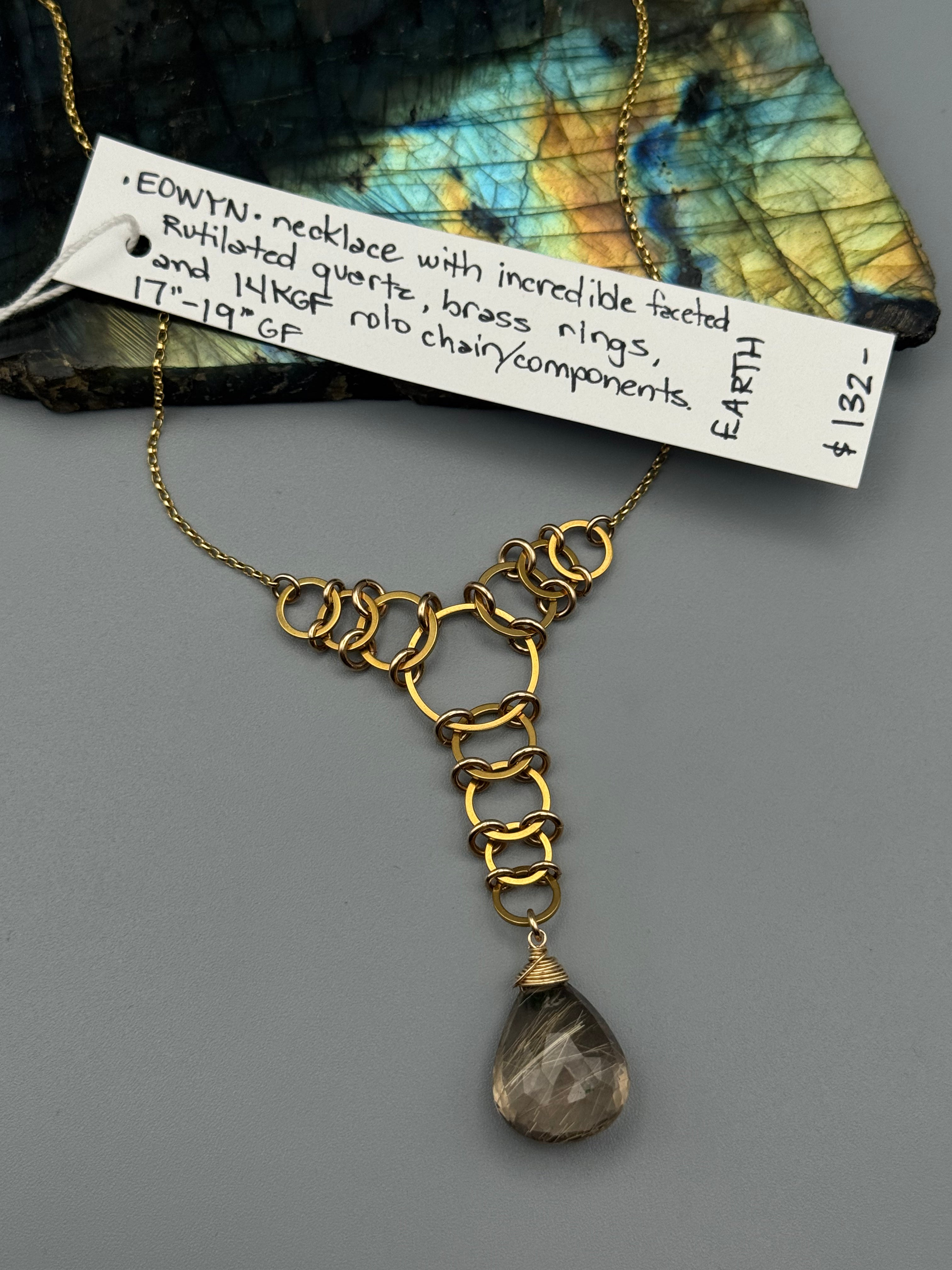 •EOWYN• rutilated quartz + gold necklace (17"-19" long)