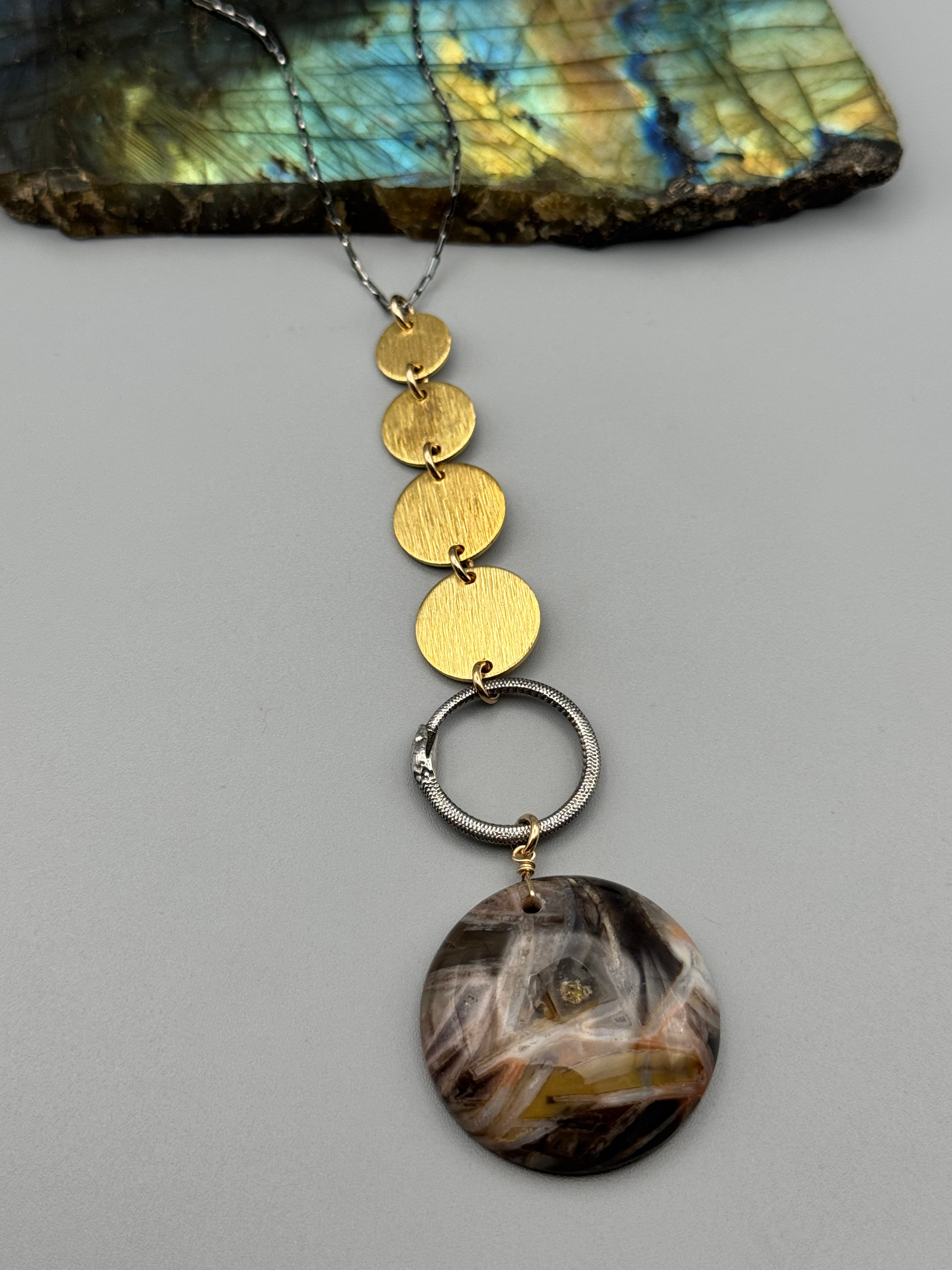 •NĀGA• stick agate + mixed metal necklace (26"-28" long)