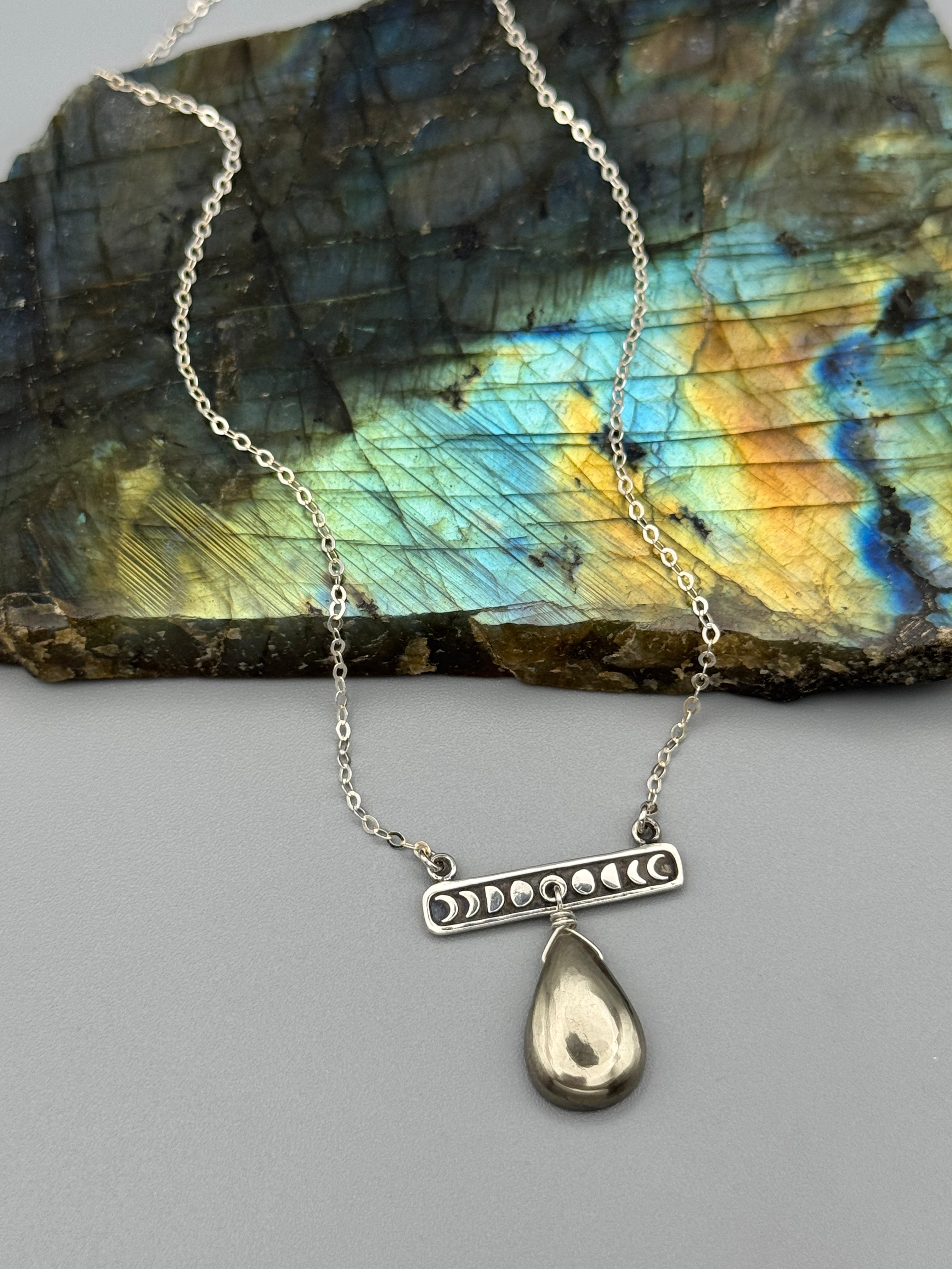 •NYX• pyrite + silver necklace (16"-18" long)