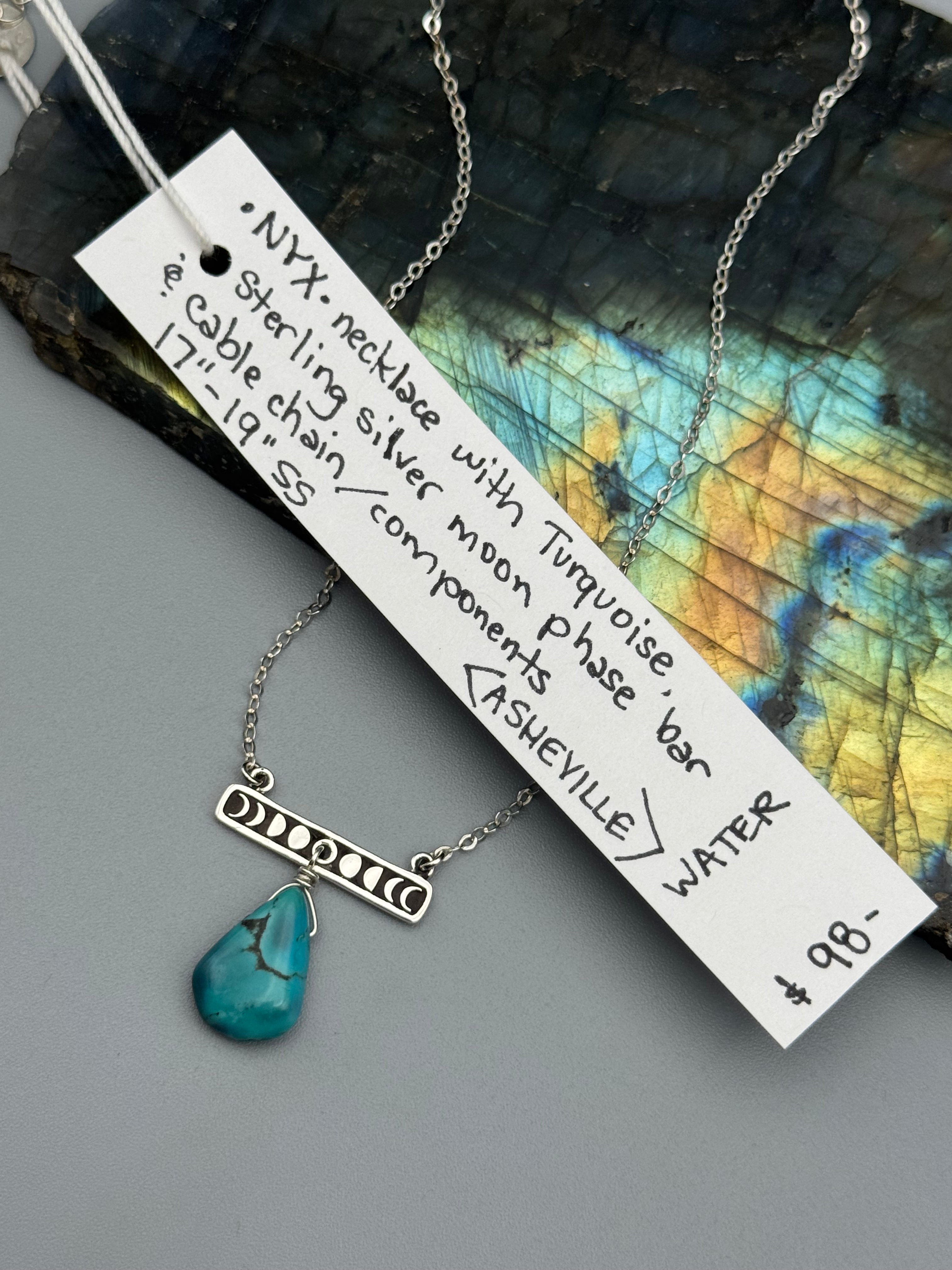 •NYX• turquoise + silver necklace (17"-19" long)