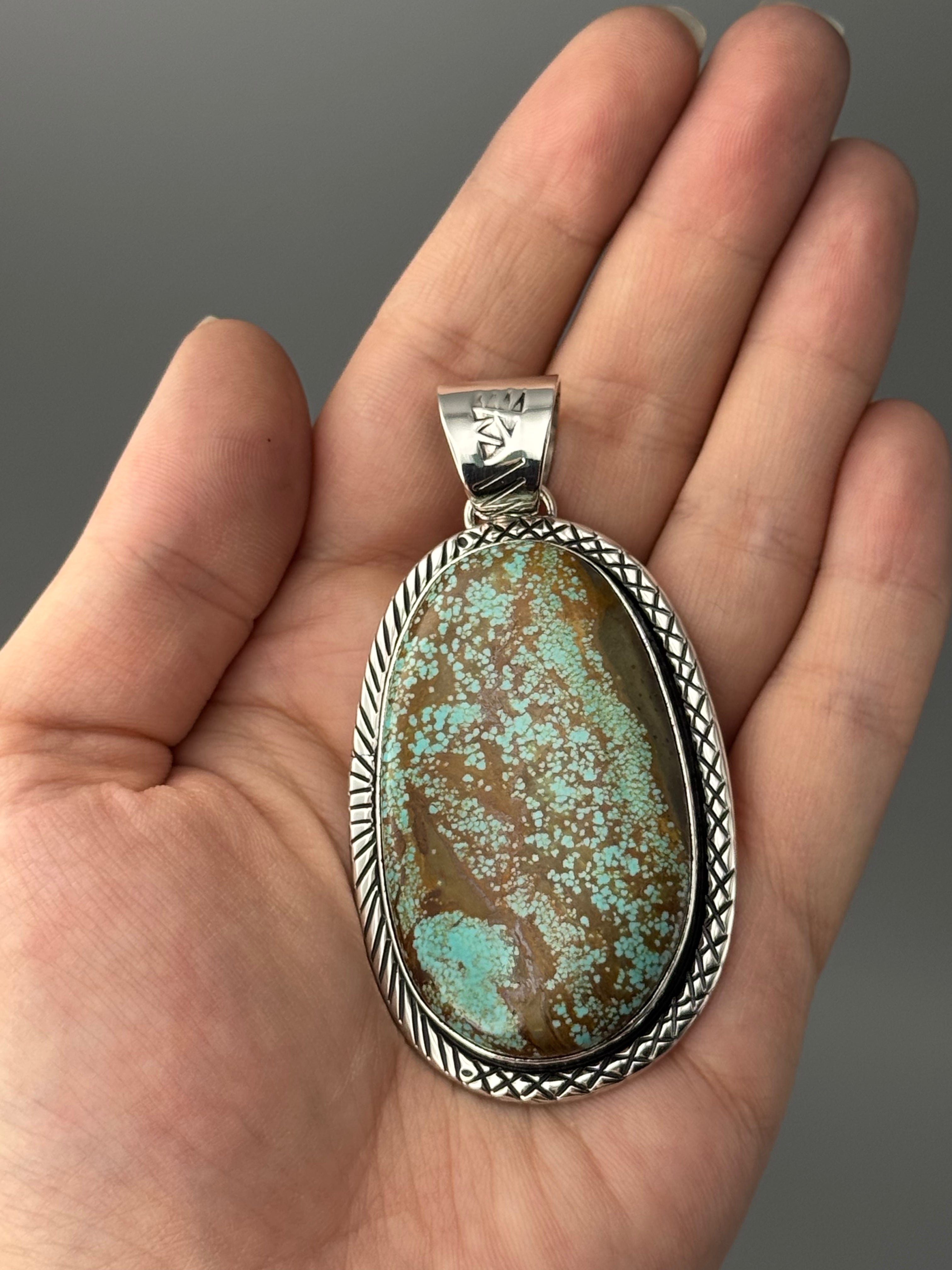•#8 TURQUOISE - SNAKE WISDOM - 1• Navajo sterling silver pendant