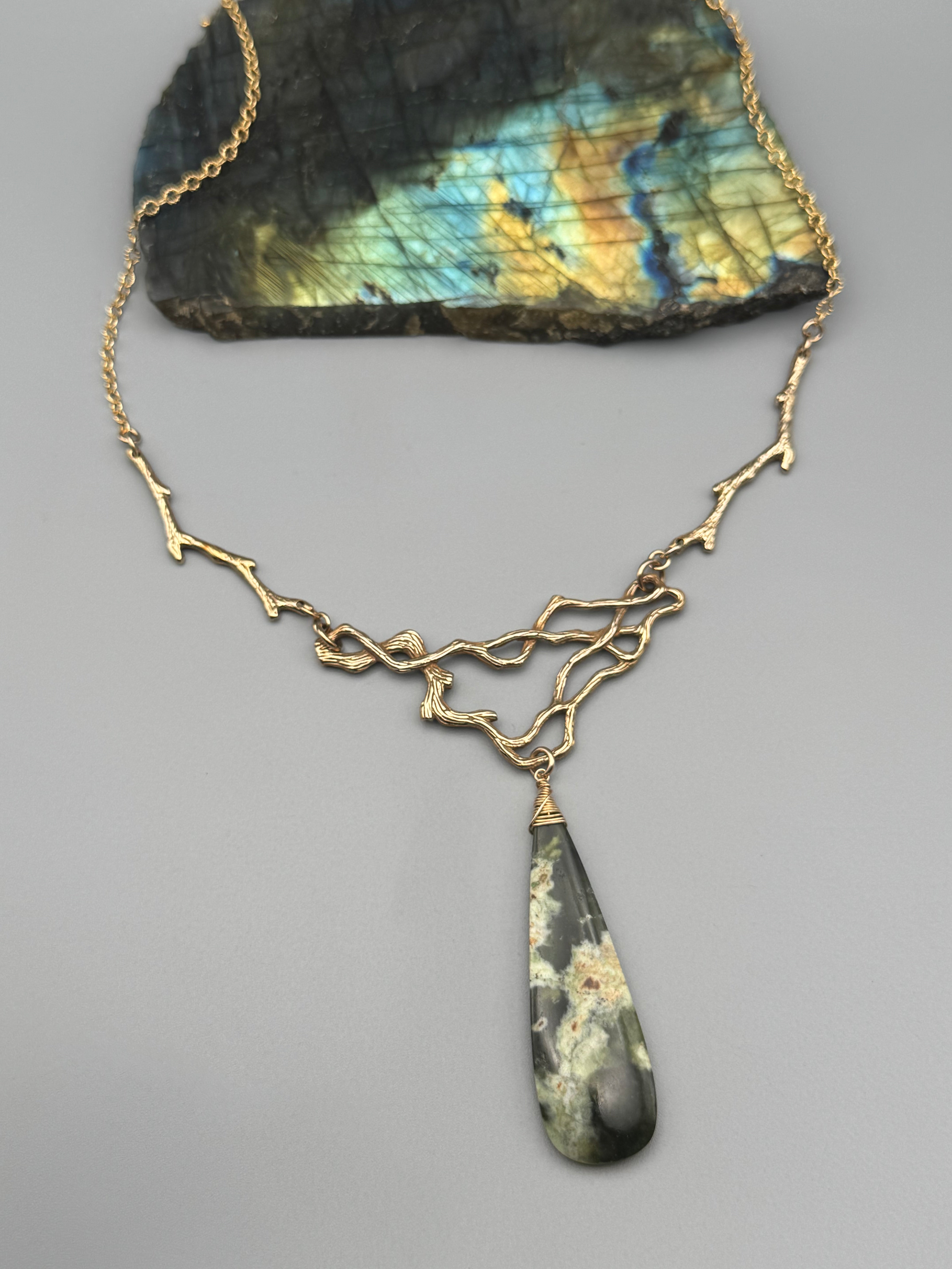 •TSIN• chrome chalcedony + gold necklace (16"-18" long)