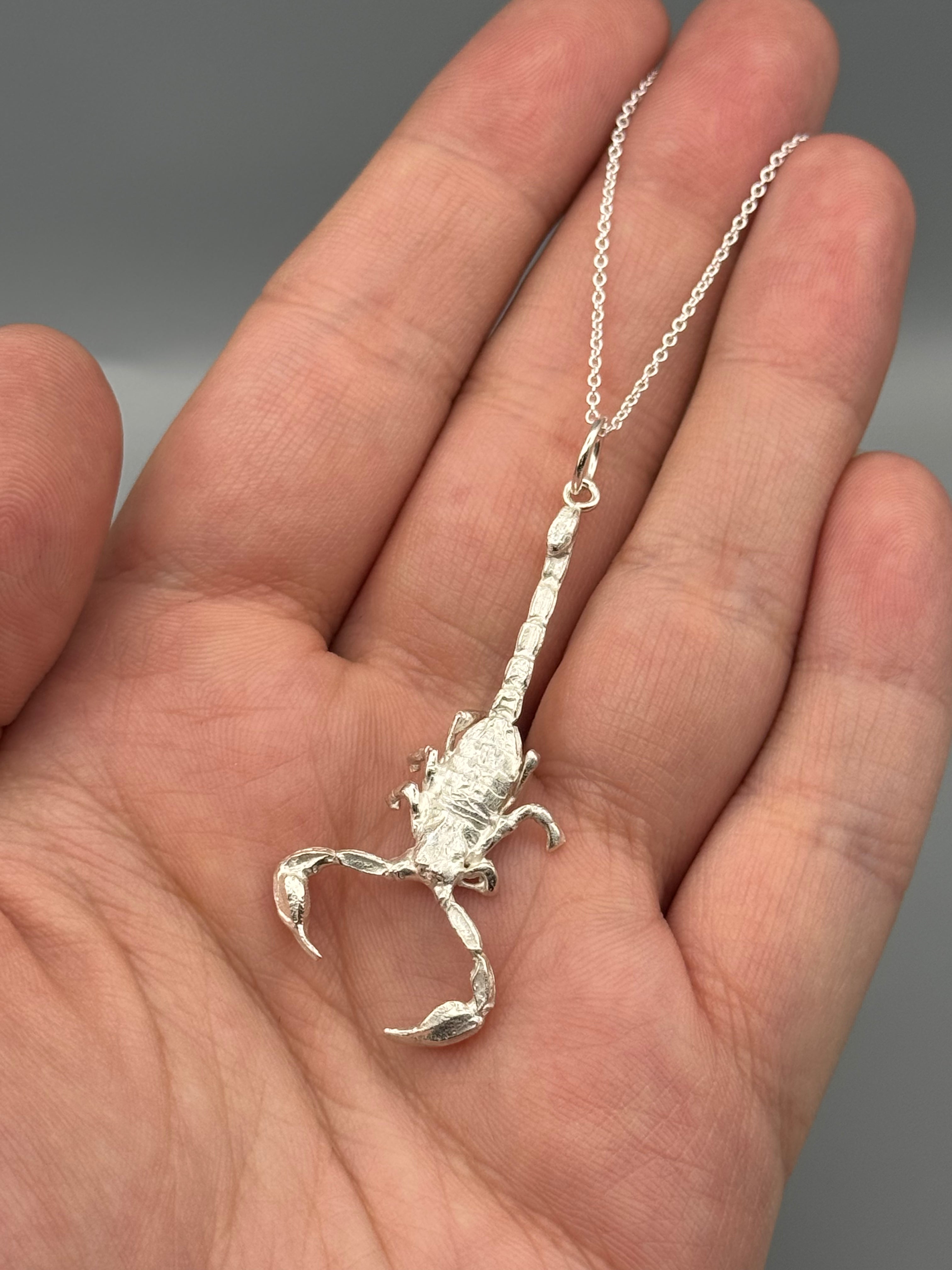 •SCORPION• silver cast necklace (18" long)