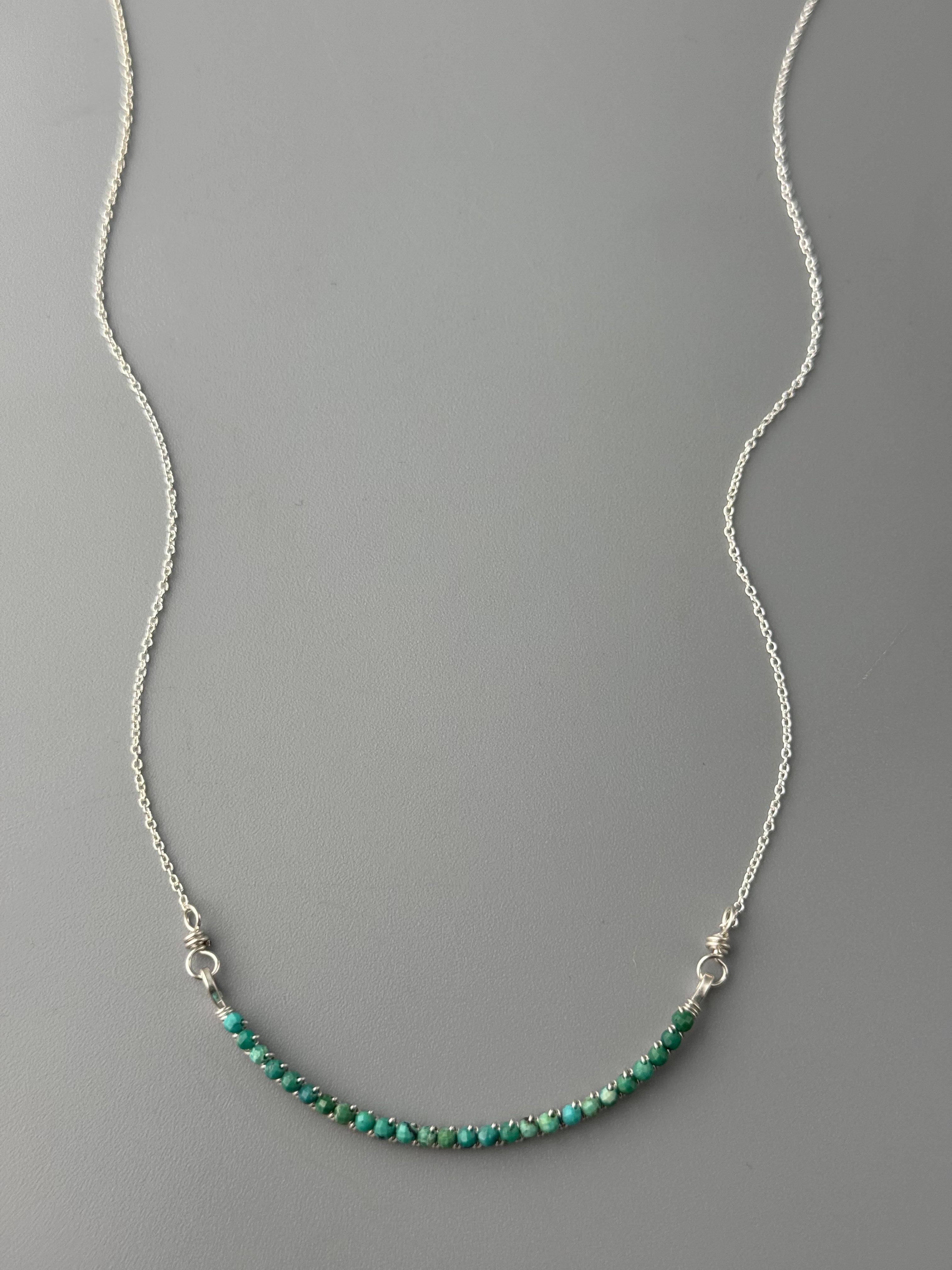 •ADORNED CURVED BAR• turquoise + silver necklace