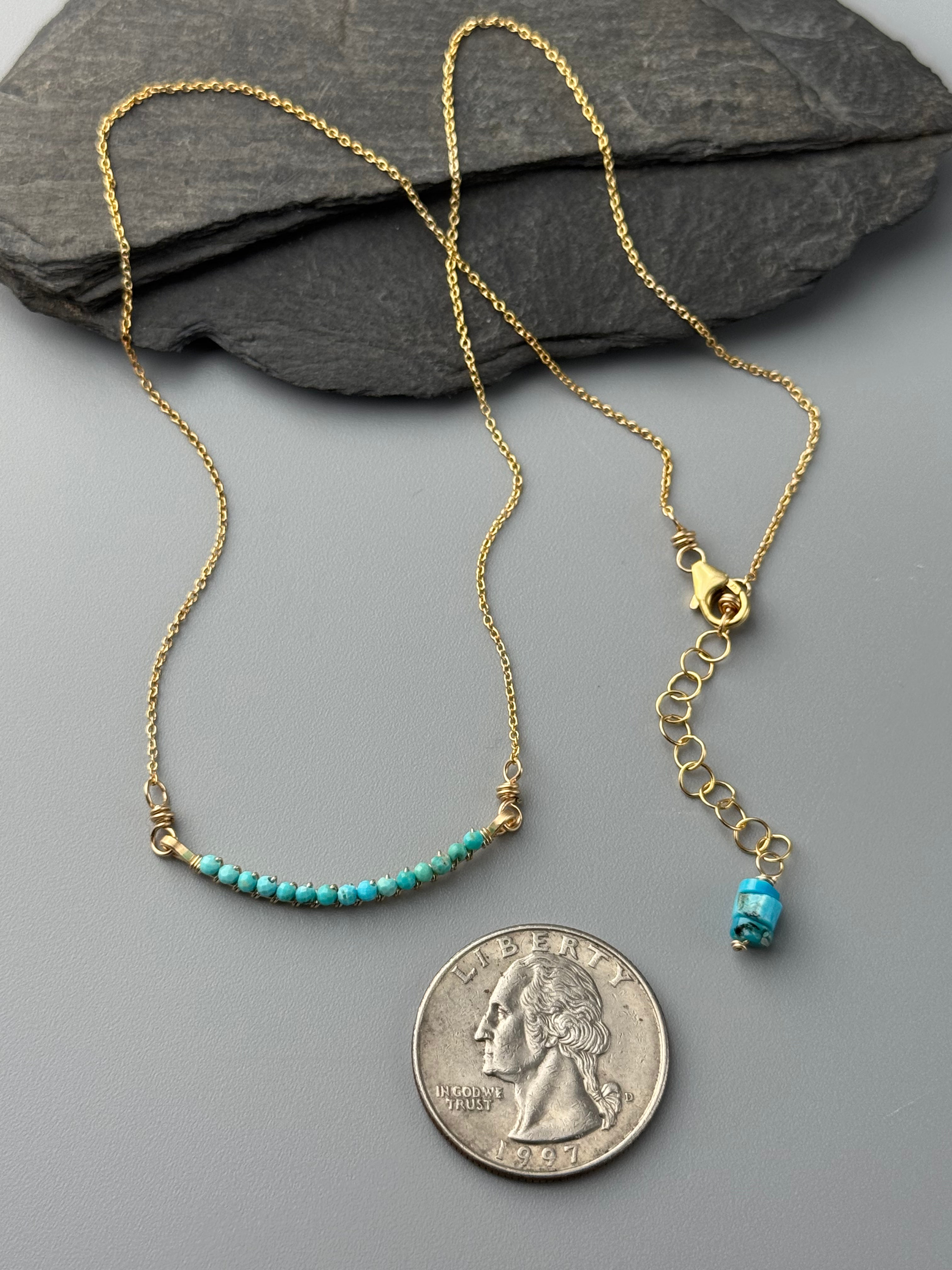 •SMILE• turquoise + gold necklace (16" long)