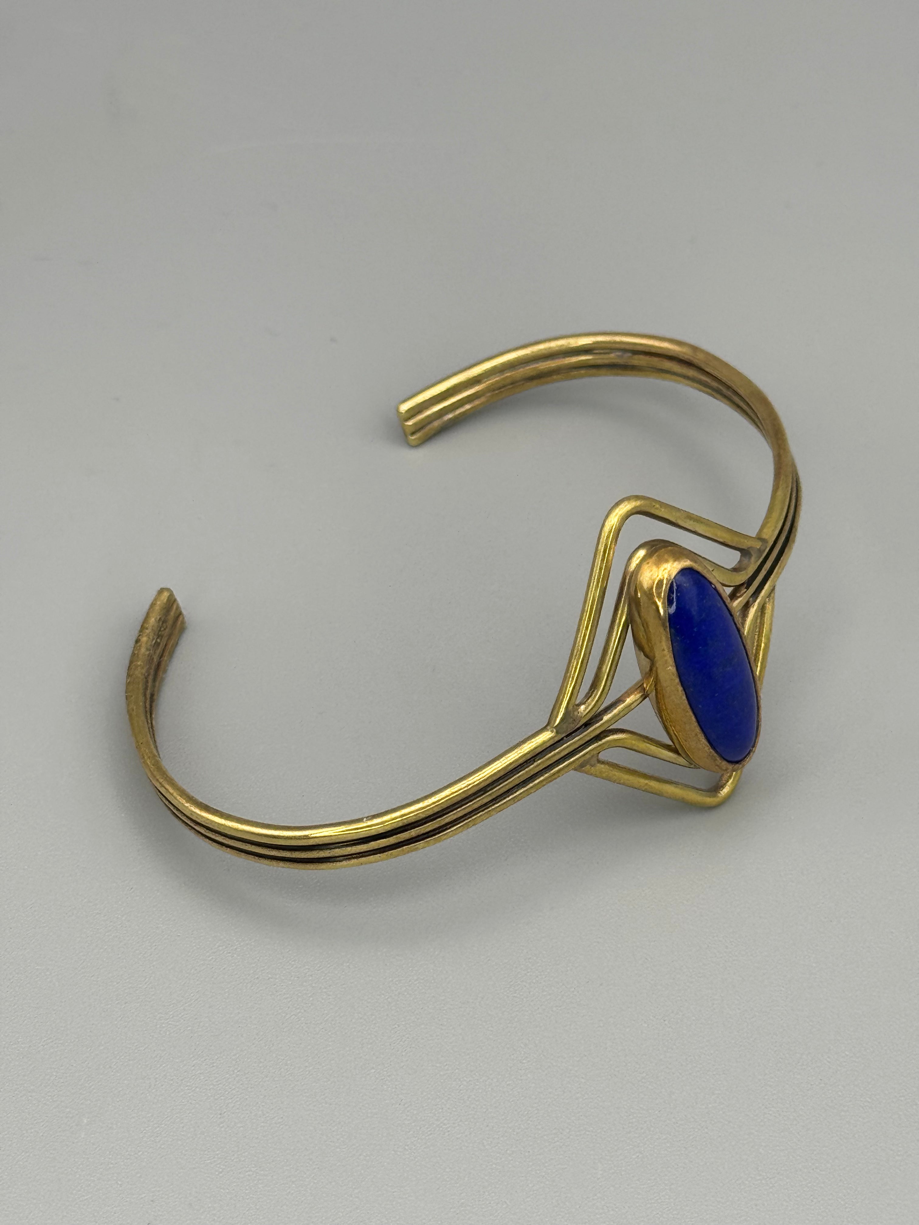 •LAPIS LAZULI• brass cuff bracelet