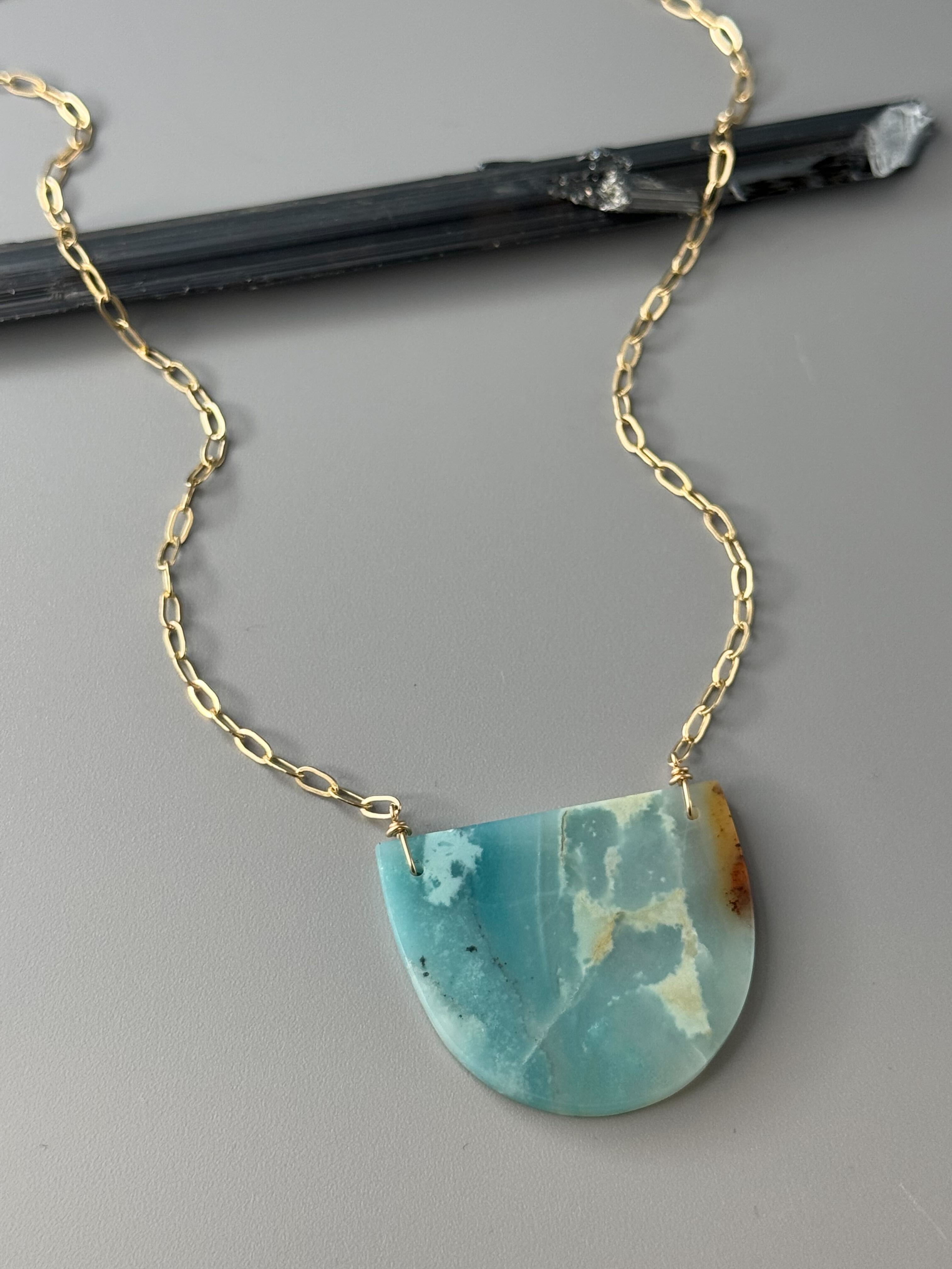 •AEON• amazonite + gold necklace (18"-20" long)