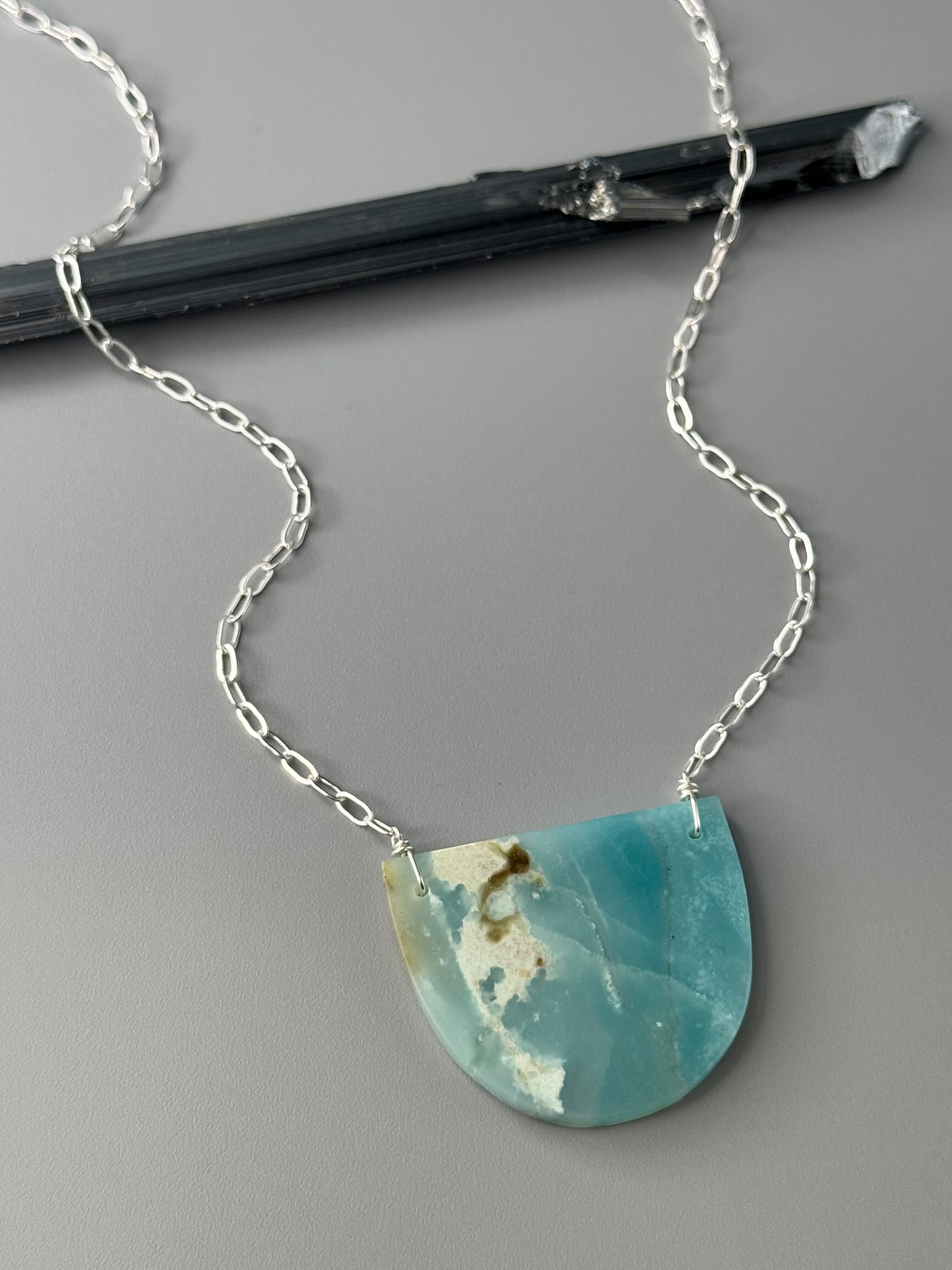 •AEON• amazonite + silver necklace (18"-20" long)