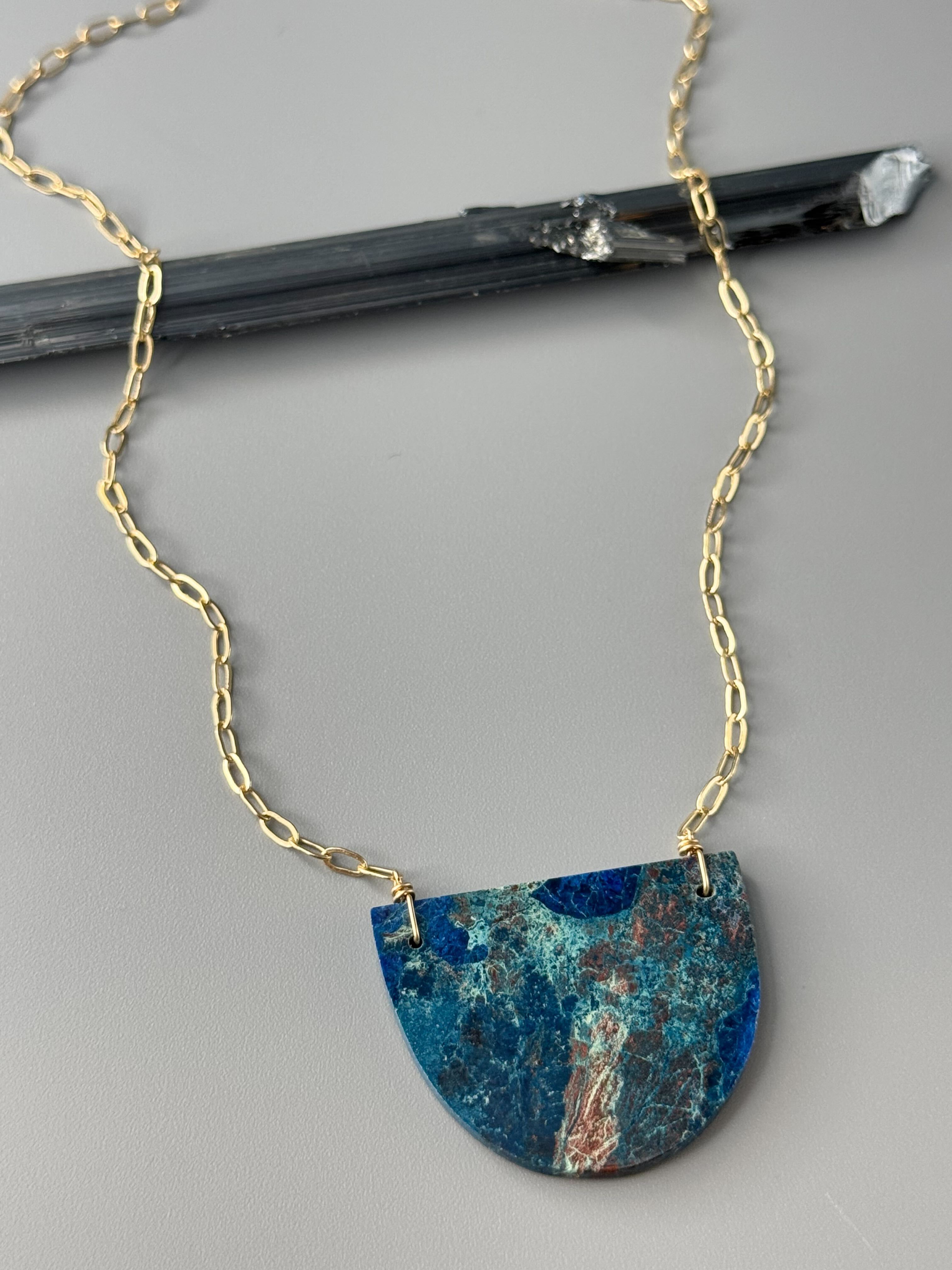 •AEON• azurite + gold necklace (18"-20" long)