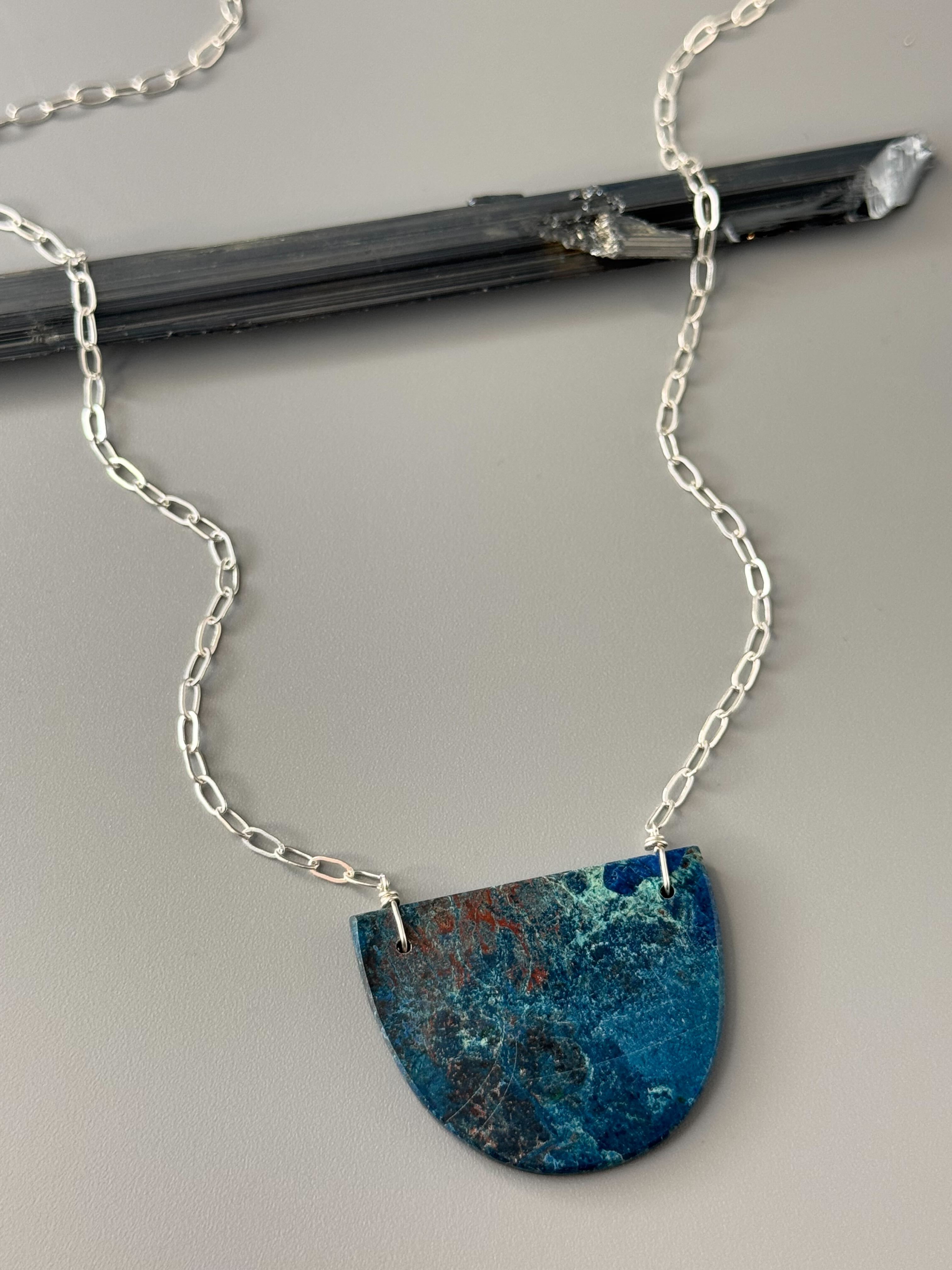 •AEON• azurite + silver necklace (18"-20" long)