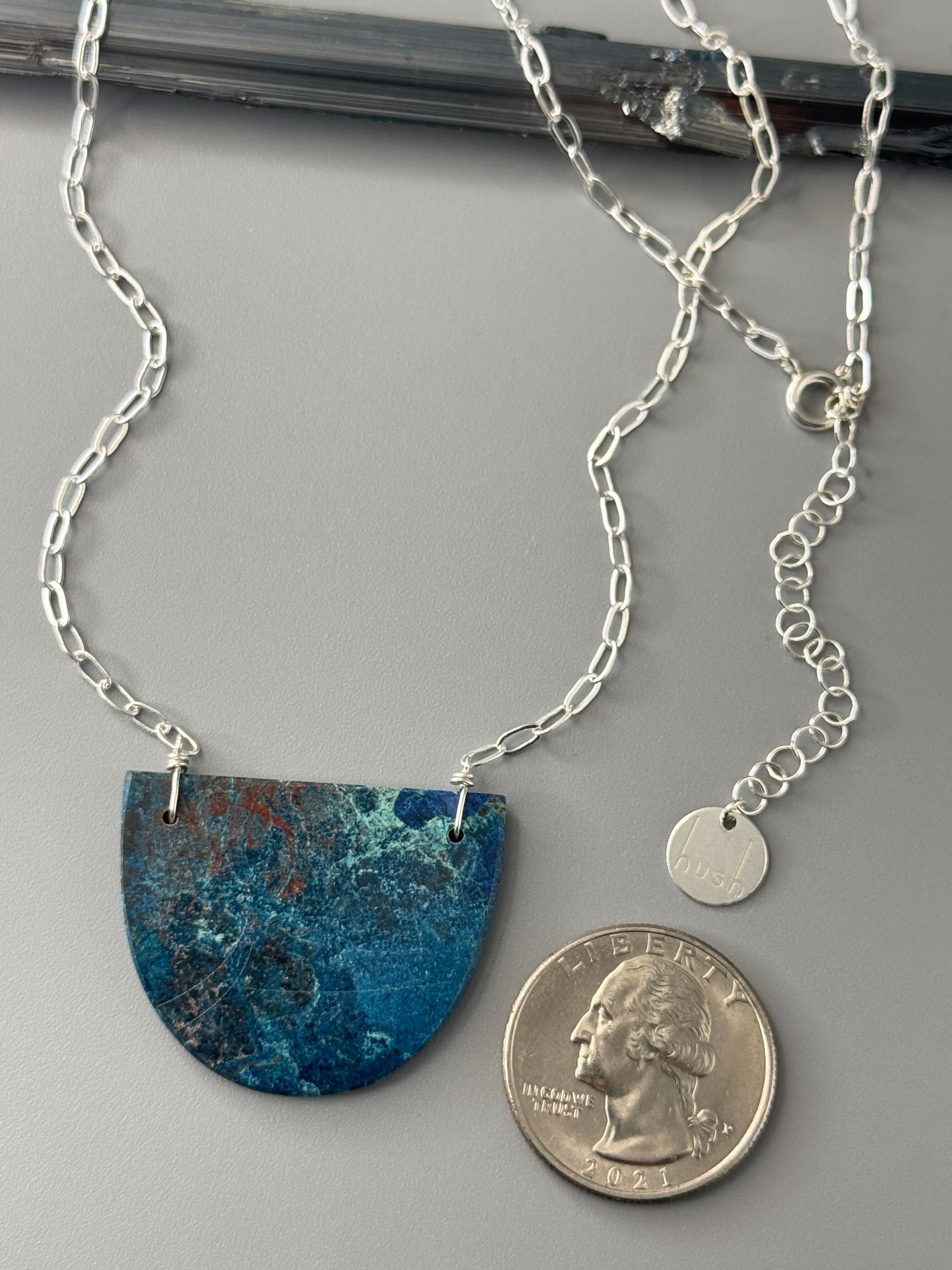 •AEON• azurite + silver necklace (18"-20" long)