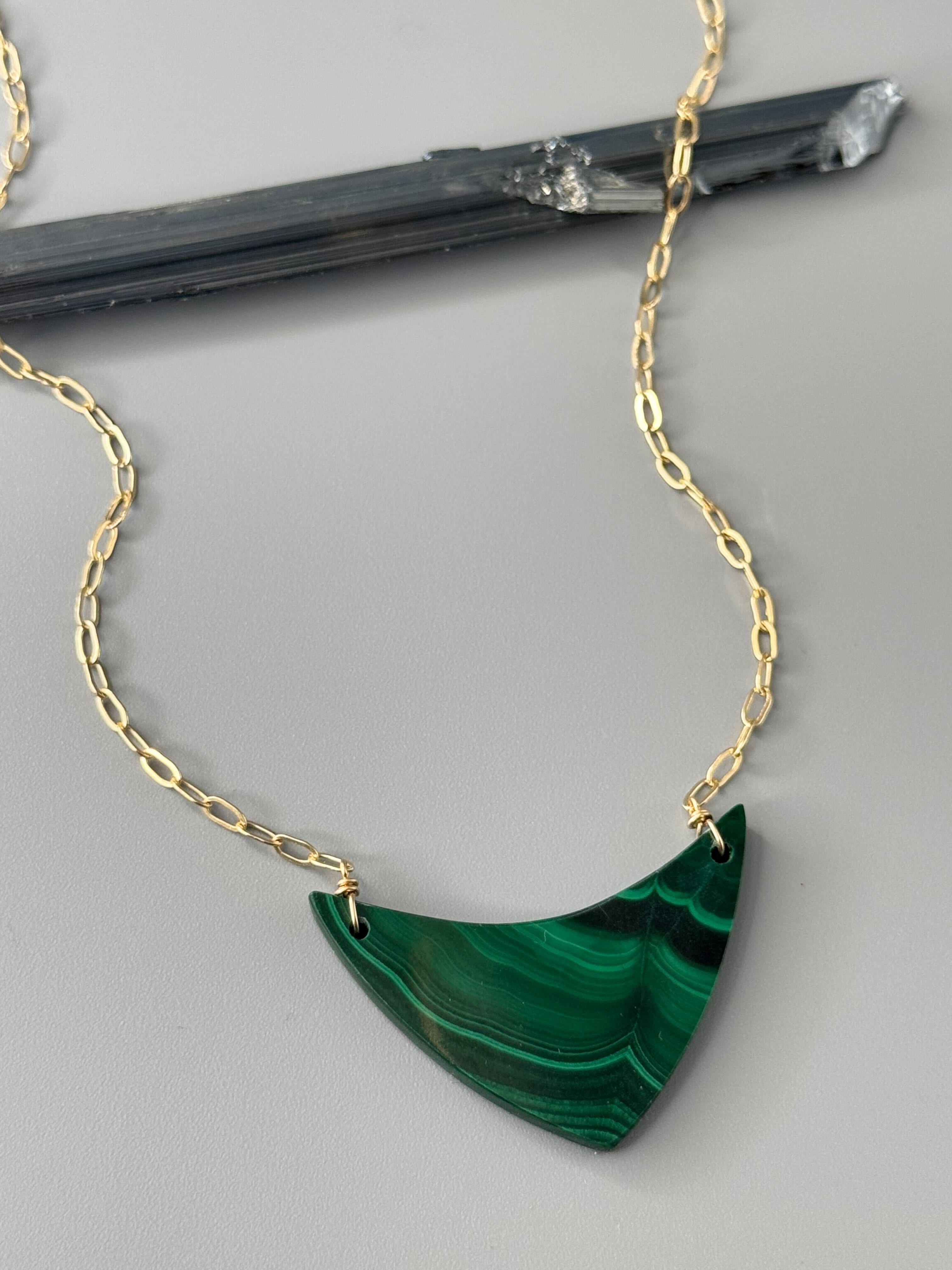 •AEON• malachite + gold necklace (18"-20" long)