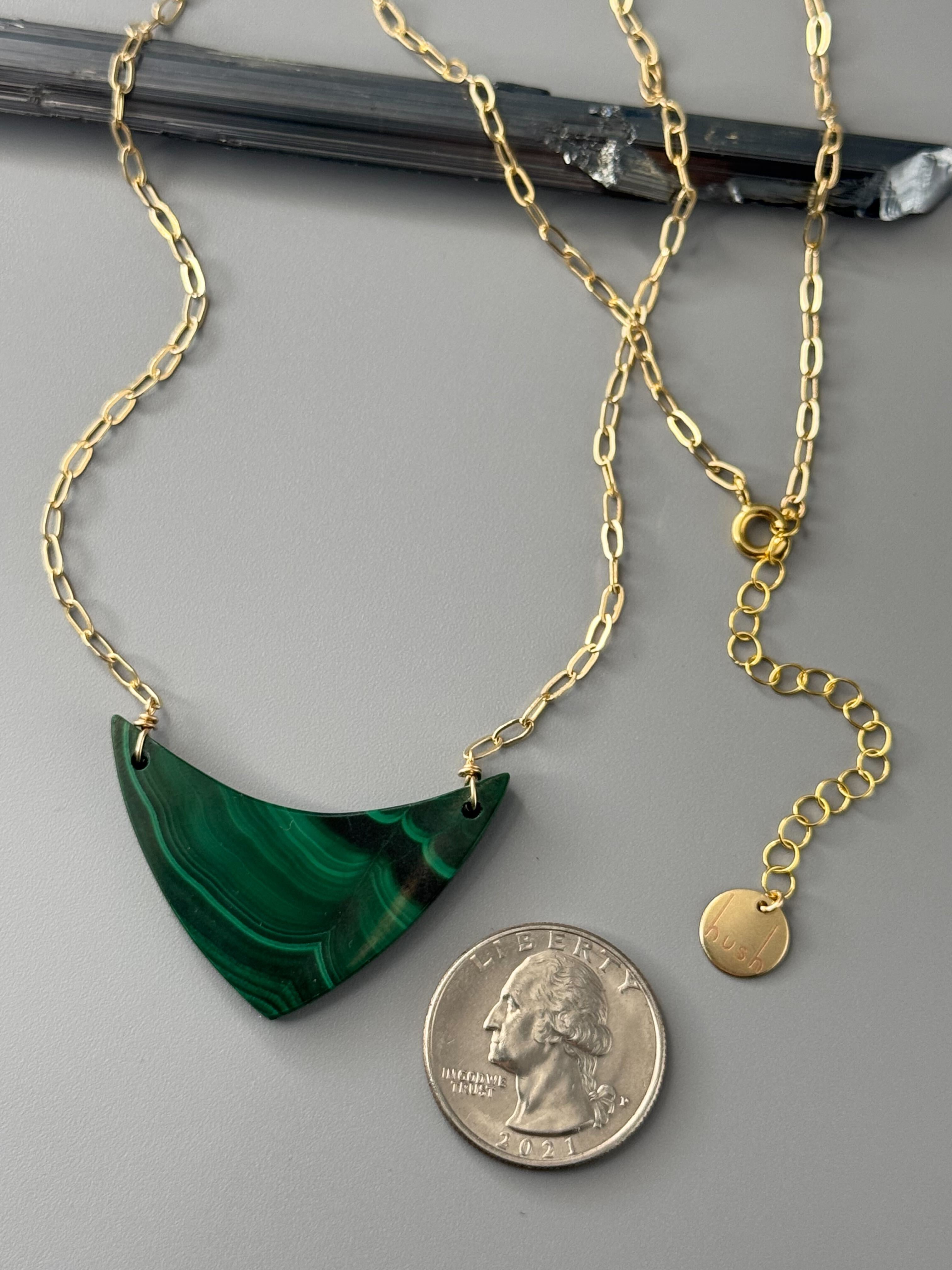 •AEON• malachite + gold necklace (18"-20" long)