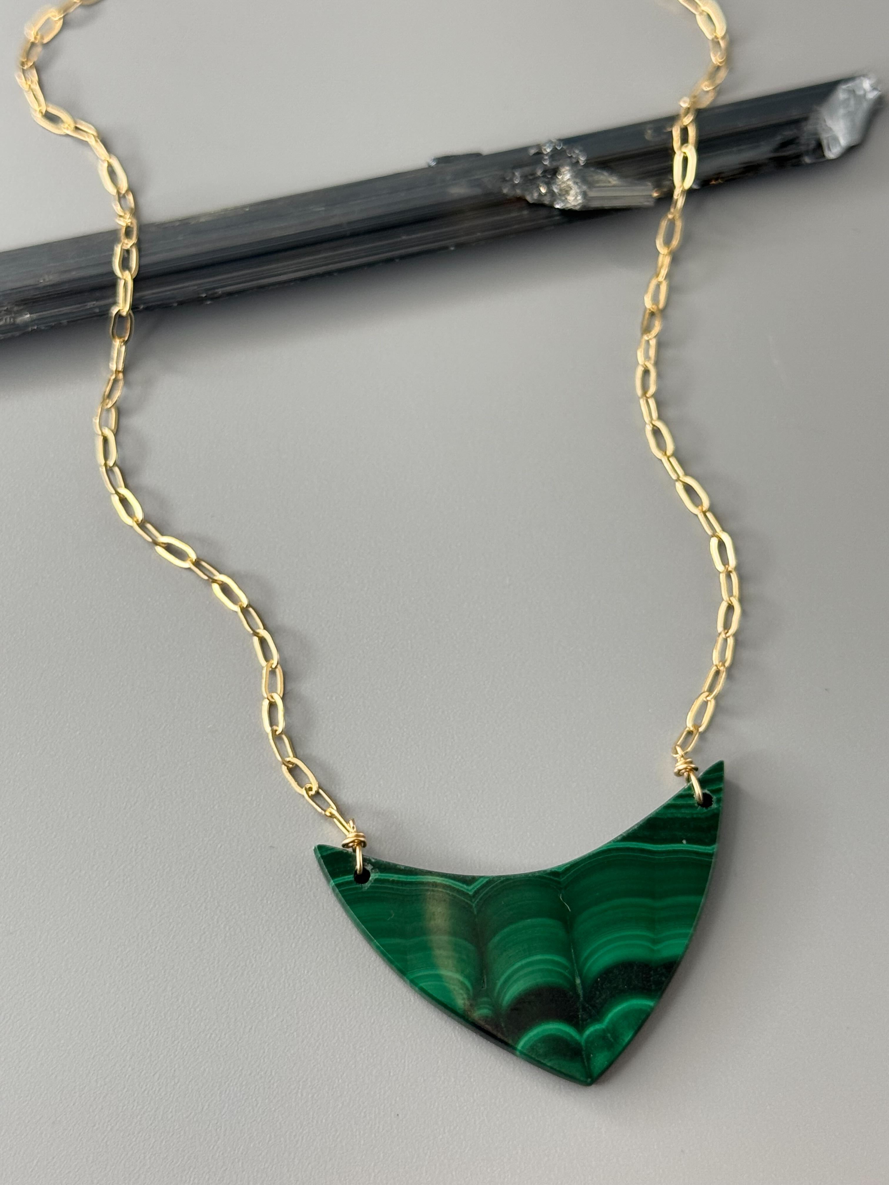 •AEON• malachite + gold necklace (16"-18" long)