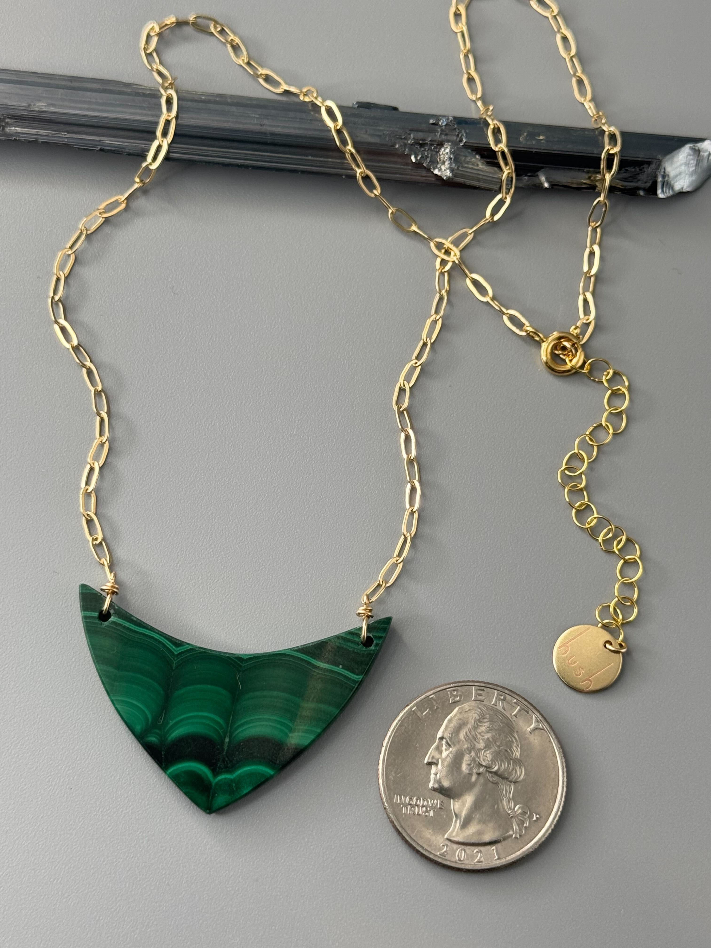 •AEON• malachite + gold necklace (16"-18" long)