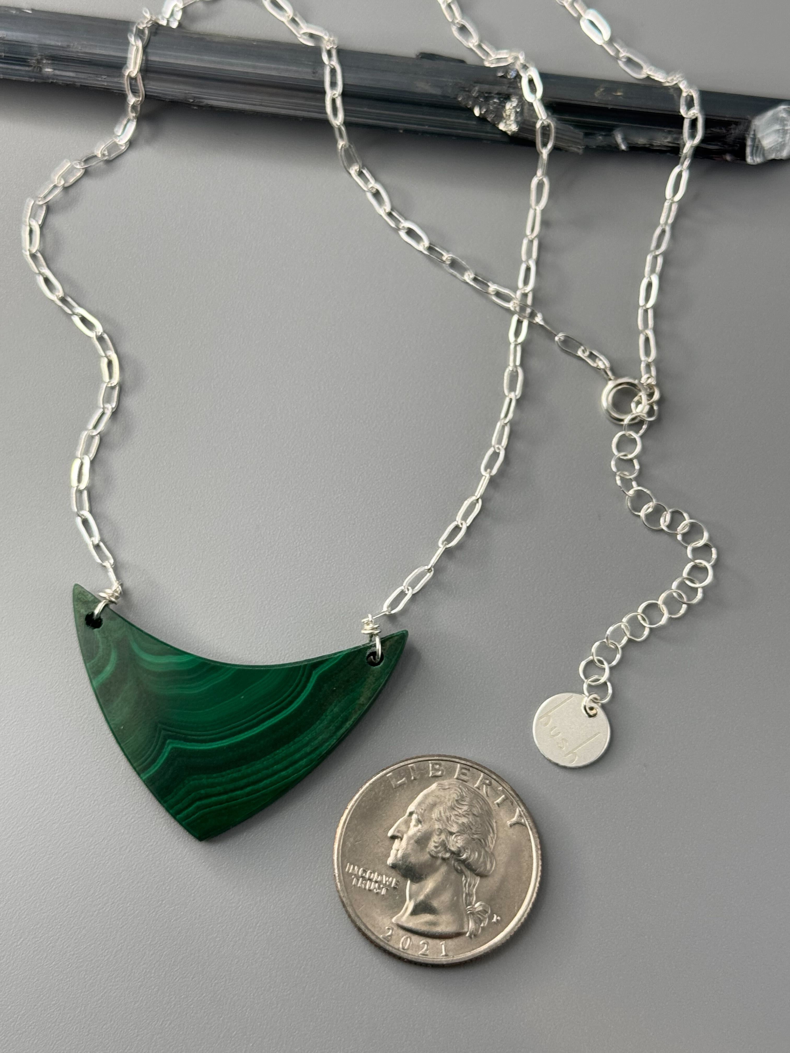 •AEON• malachite + silver necklace (18"-20" long)