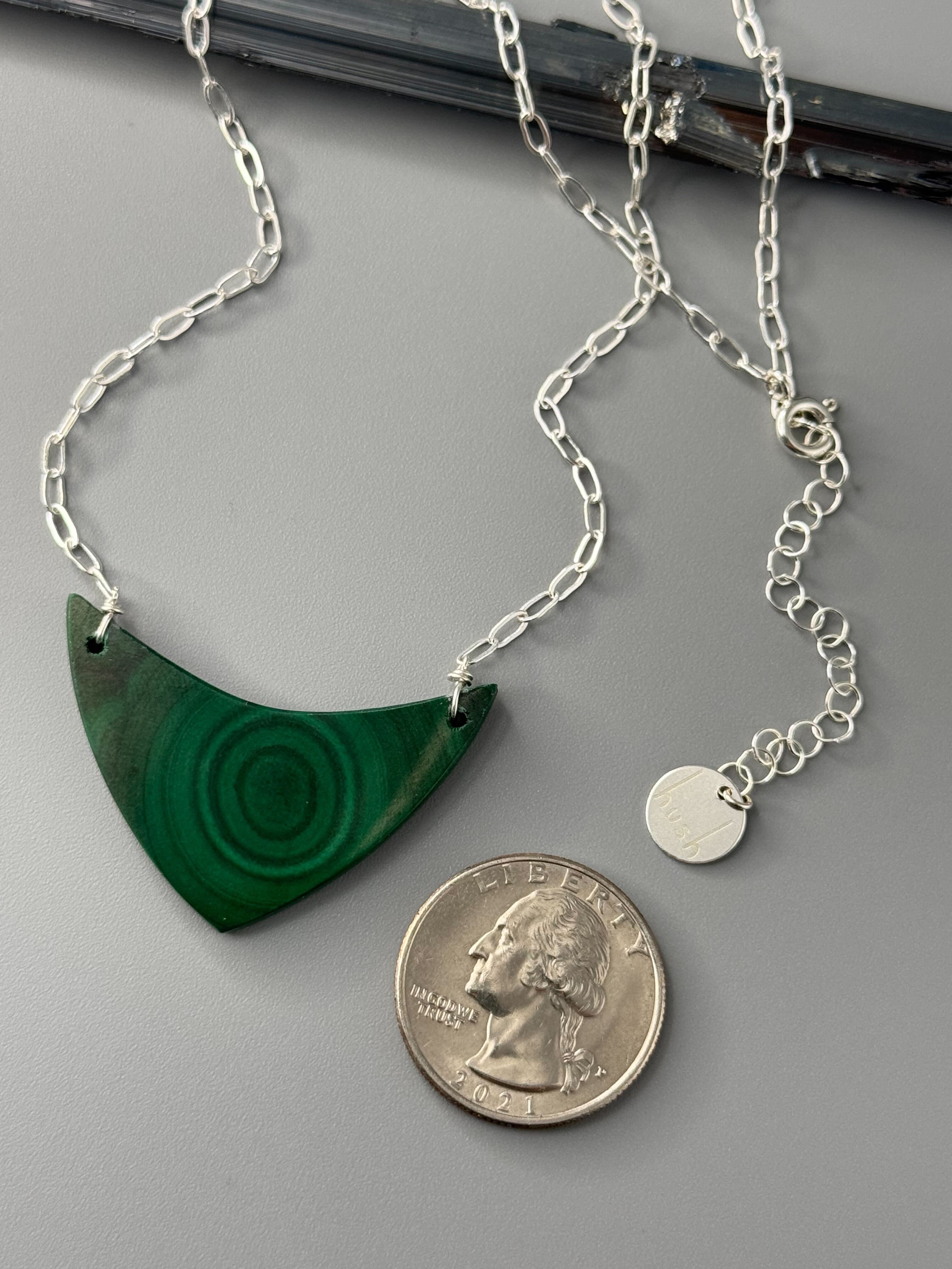 •AEON• malachite + silver necklace (16"-18" long