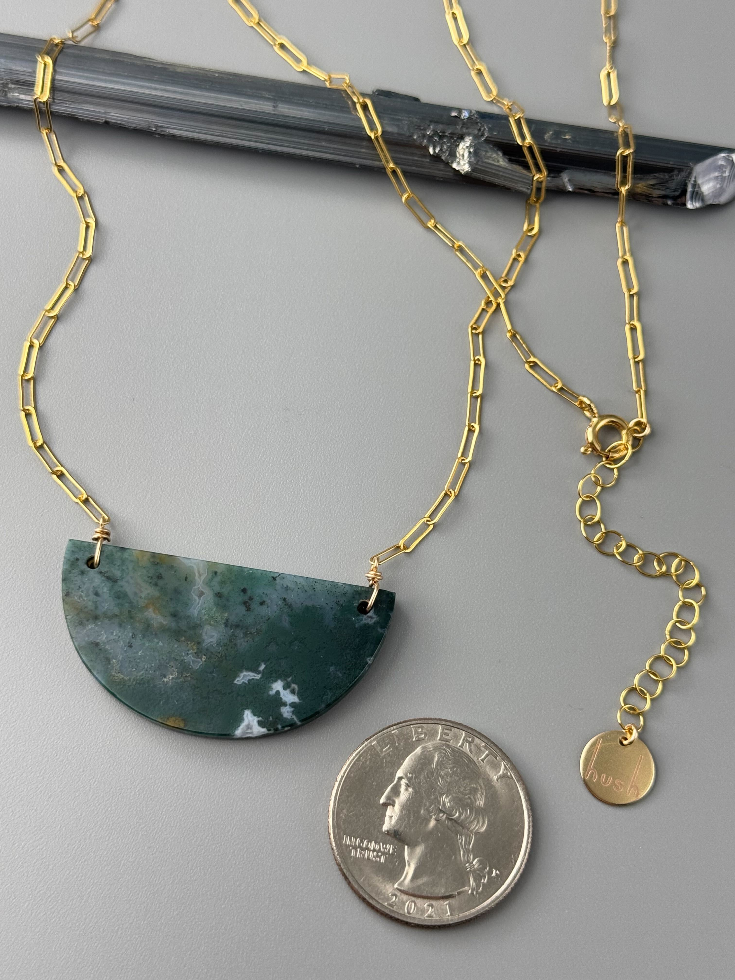 •AEON• moss agate + gold necklace (18"-20" long)