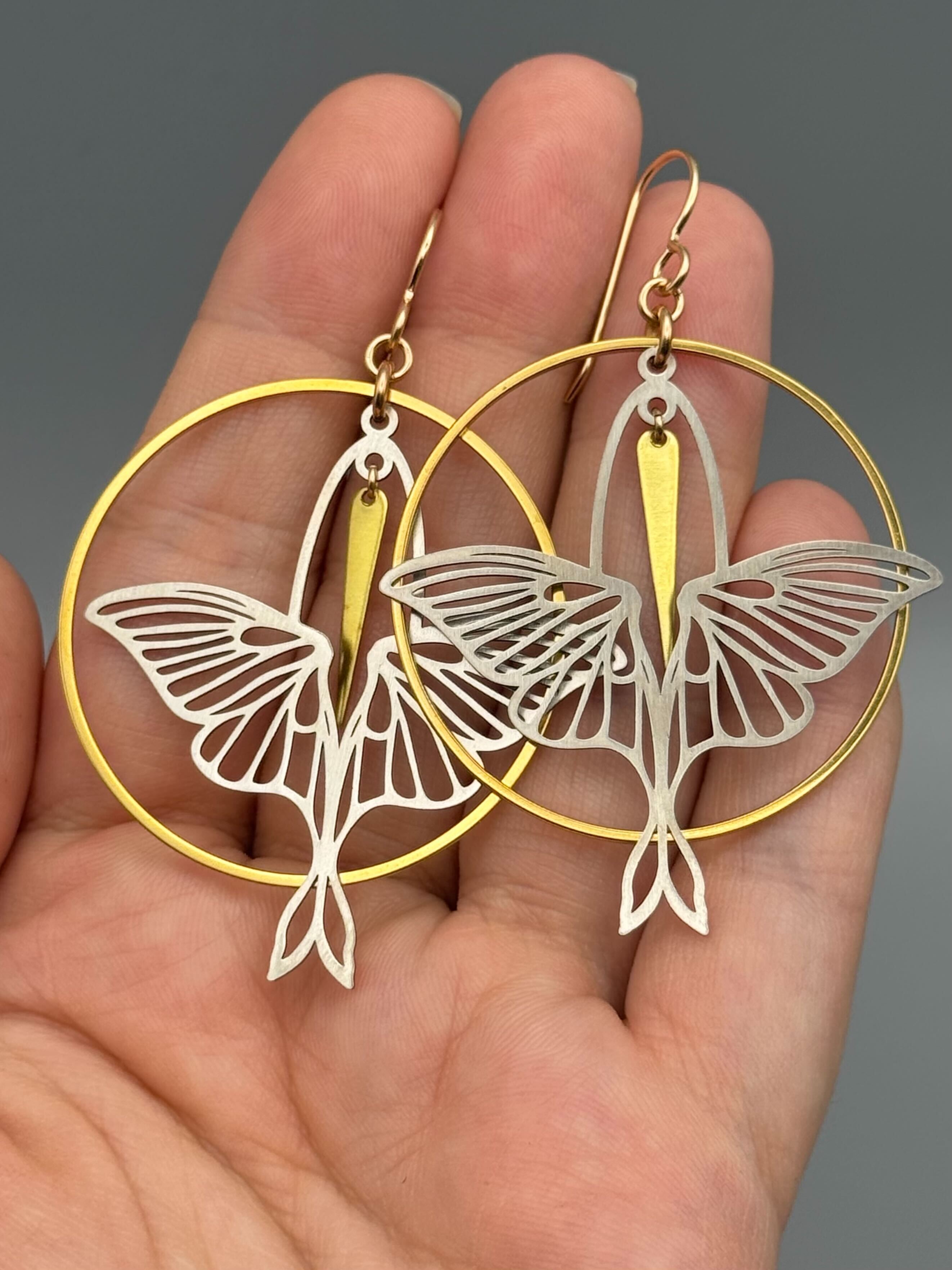 •ACTIAS HOOP• mixed metal dangle earrings