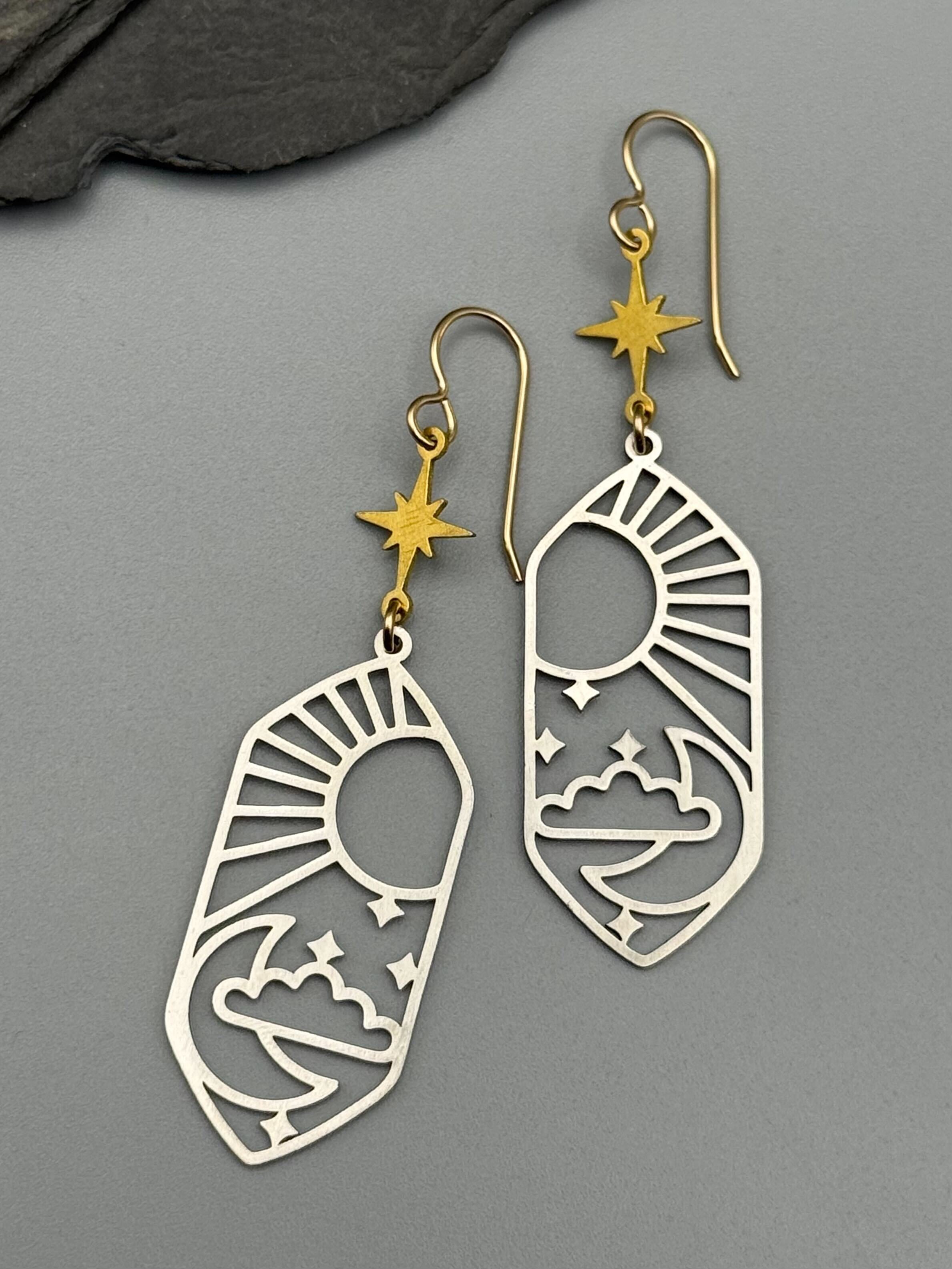 •NORTH STAR CELESTIAL NAVIGATION• mixed metal dangle earrings