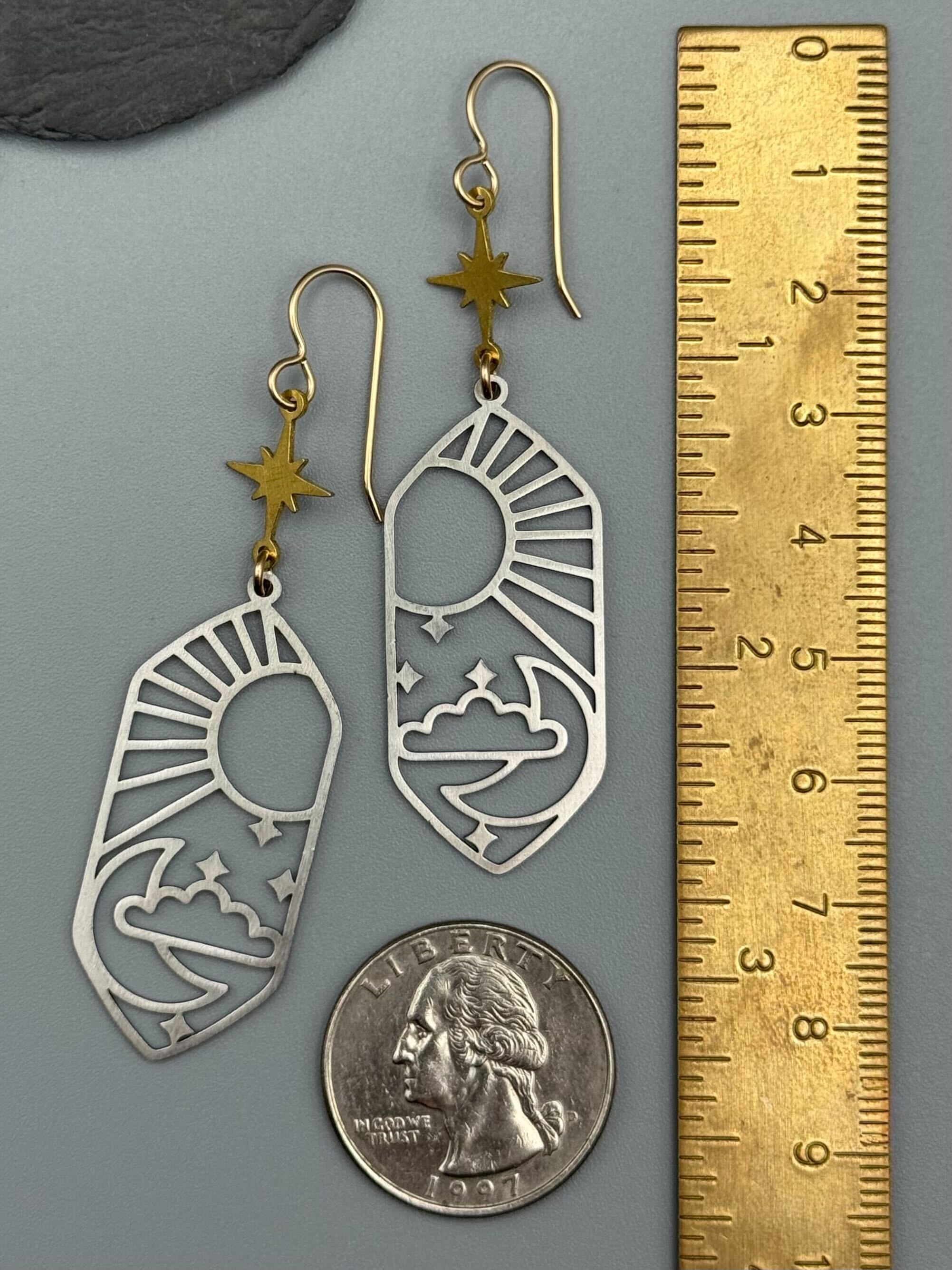 •NORTH STAR CELESTIAL NAVIGATION• mixed metal dangle earrings