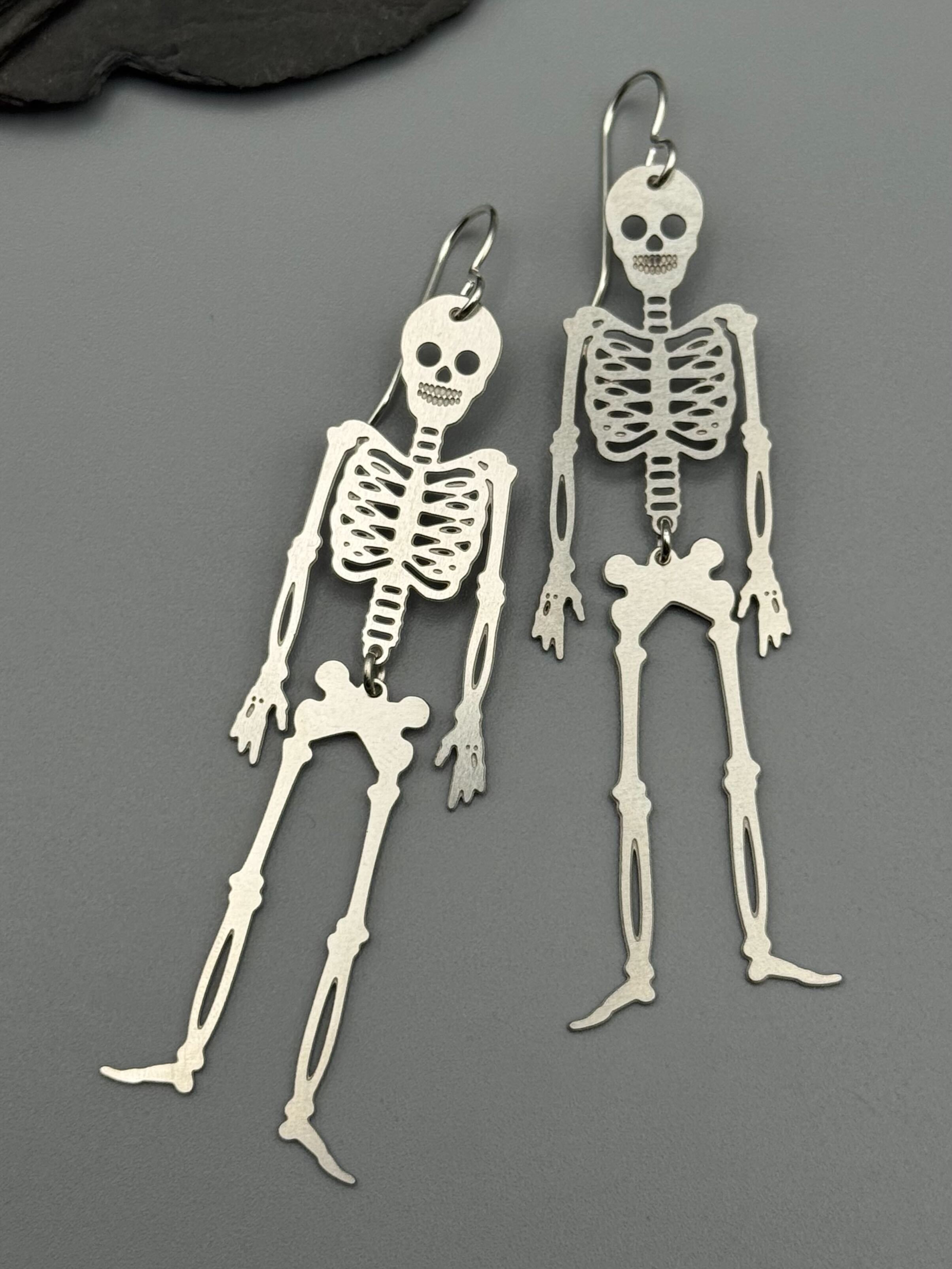 •SKELLIES• silver dangle earrings