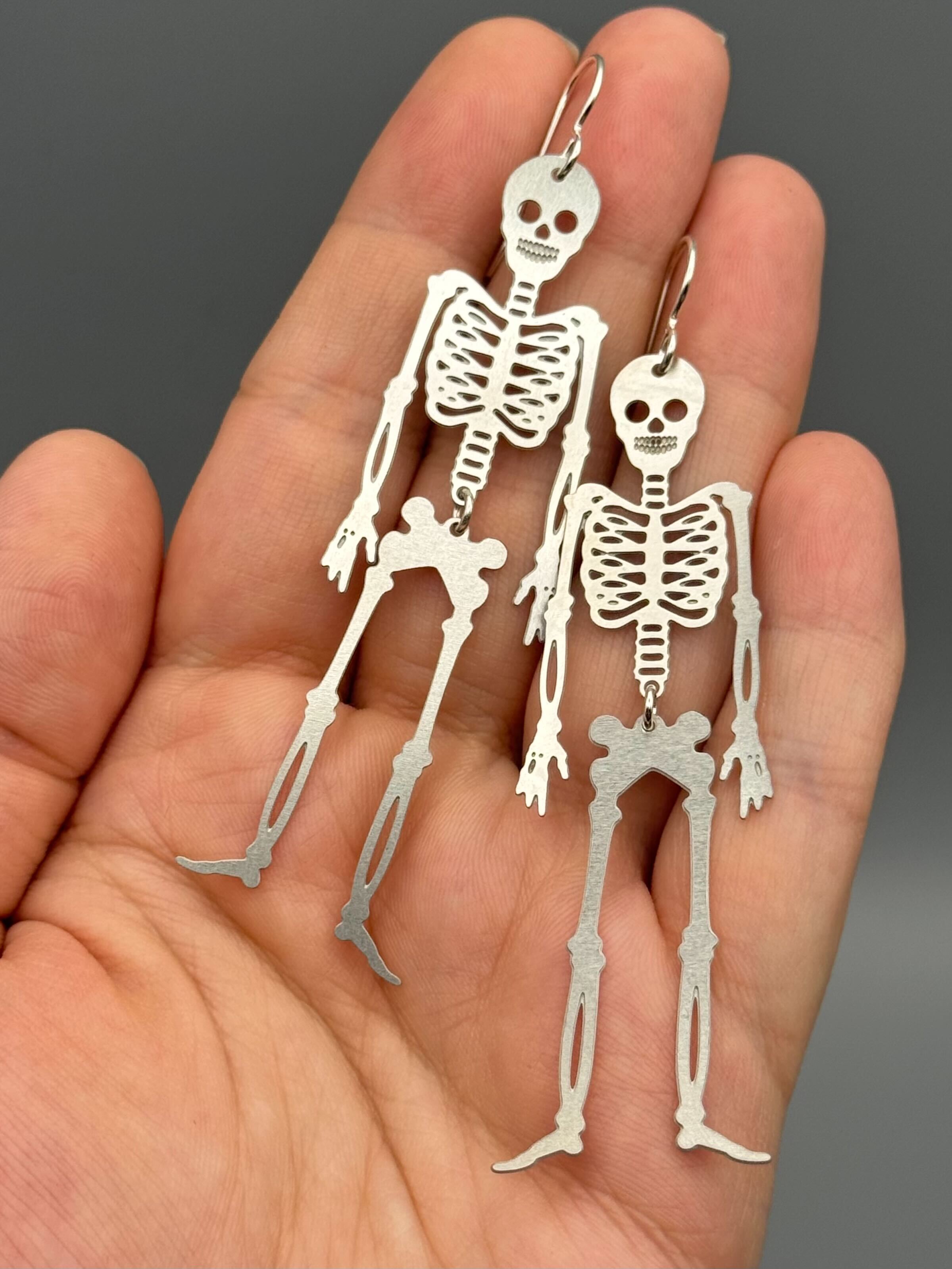 •SKELLIES• silver dangle earrings