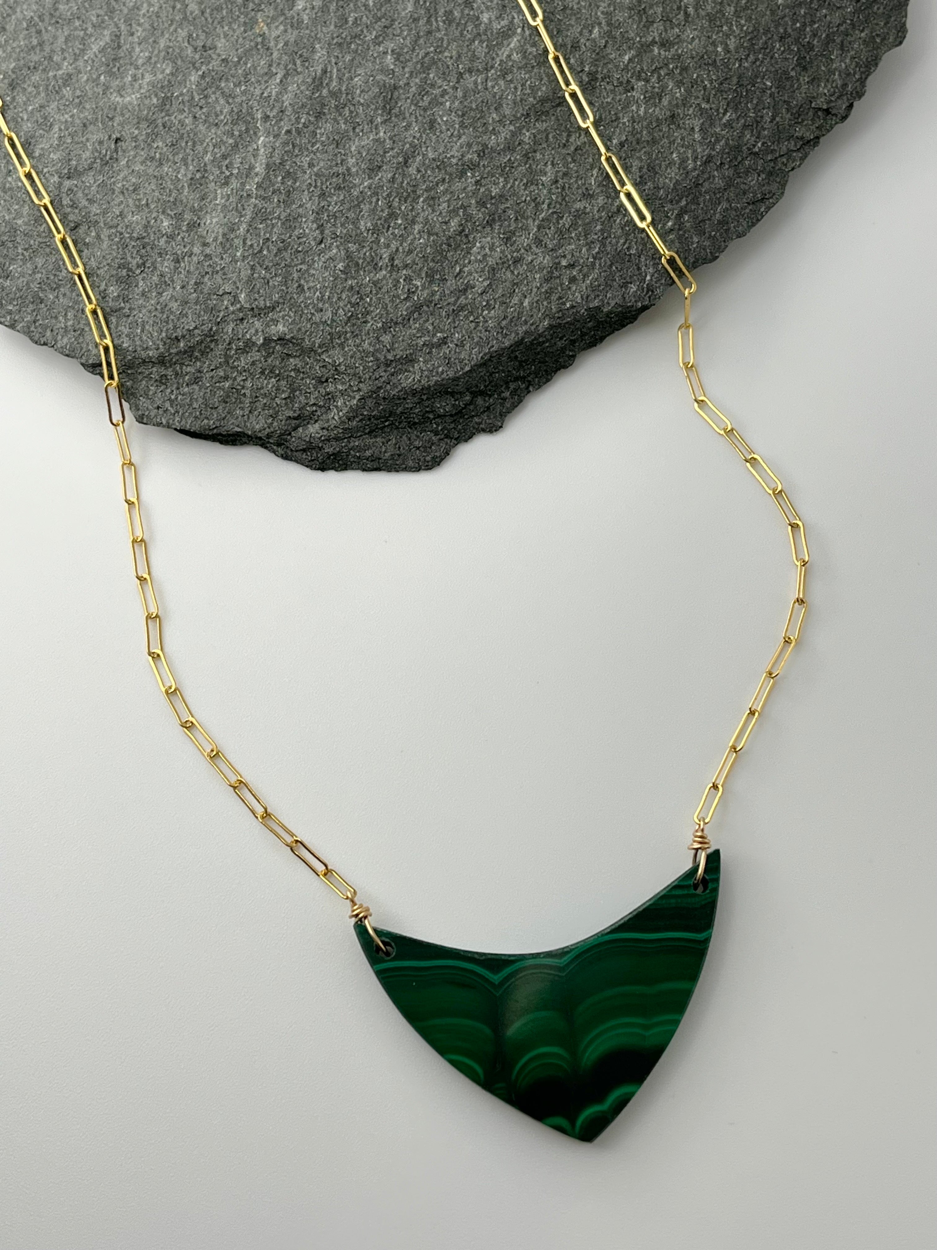 •AEON• malachite + gold necklace (18"-20" long)