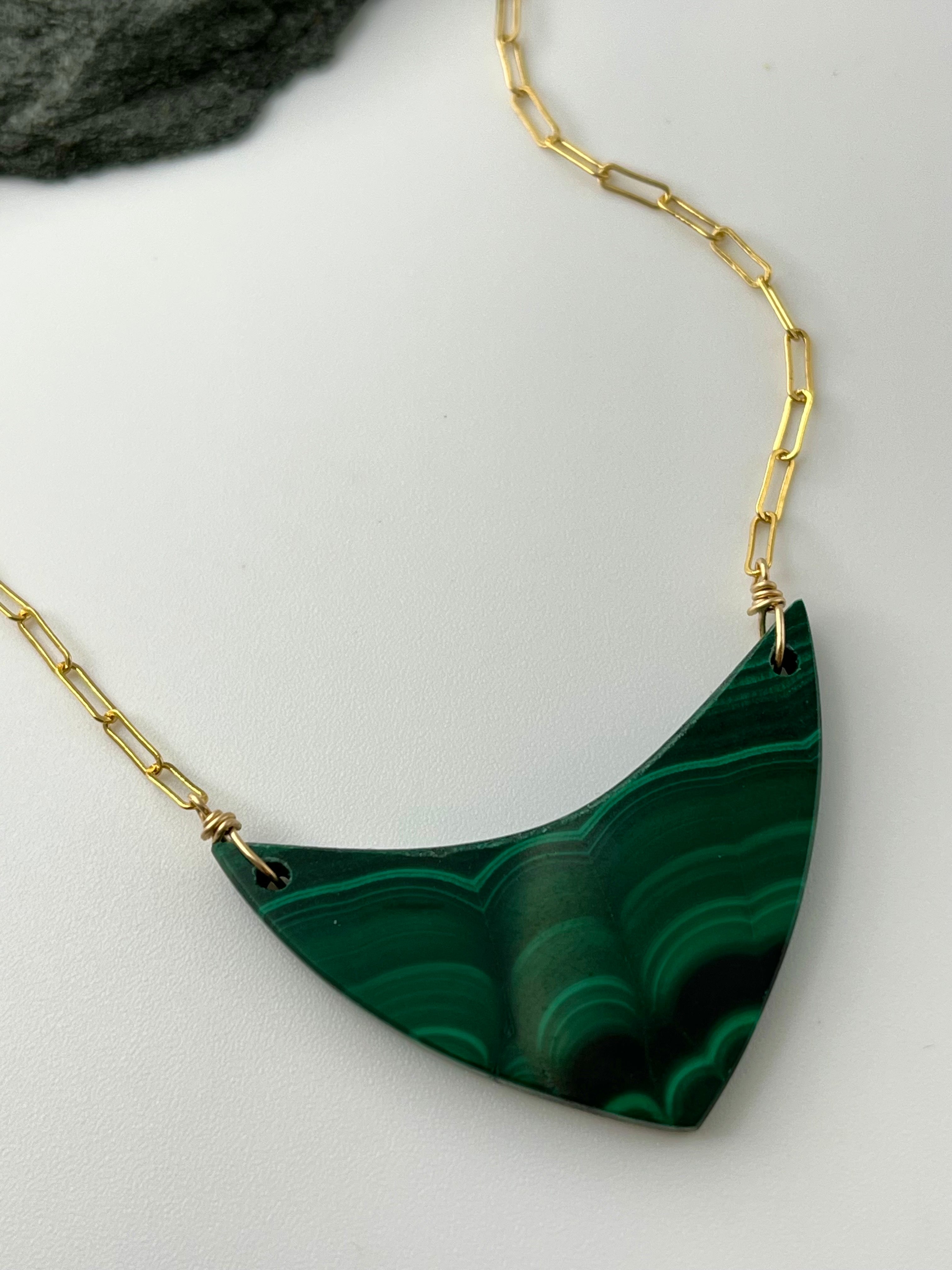 •AEON• malachite + gold necklace (18"-20" long)