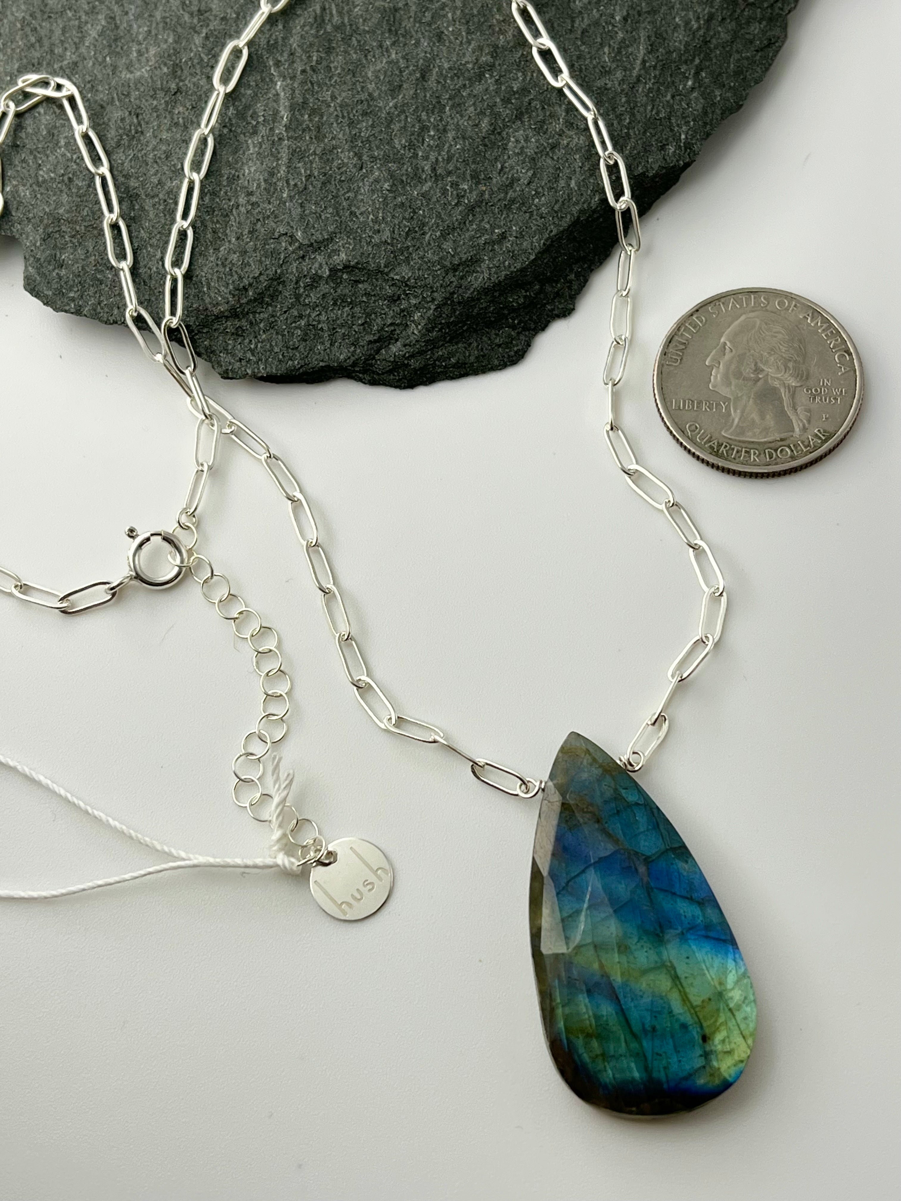 •AEON• labradorite teardrop + silver necklace (18"-20" long)